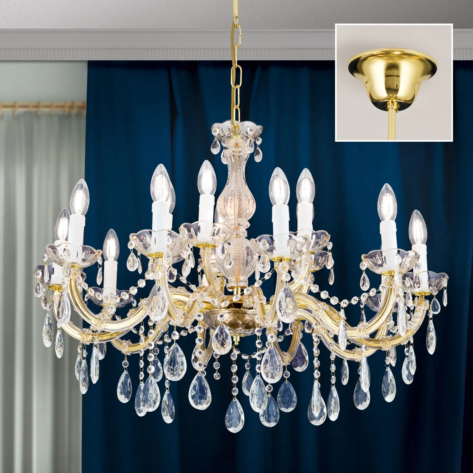 Luster MARIE CLAIRE, 15 izvora svetla, zlatni - 2