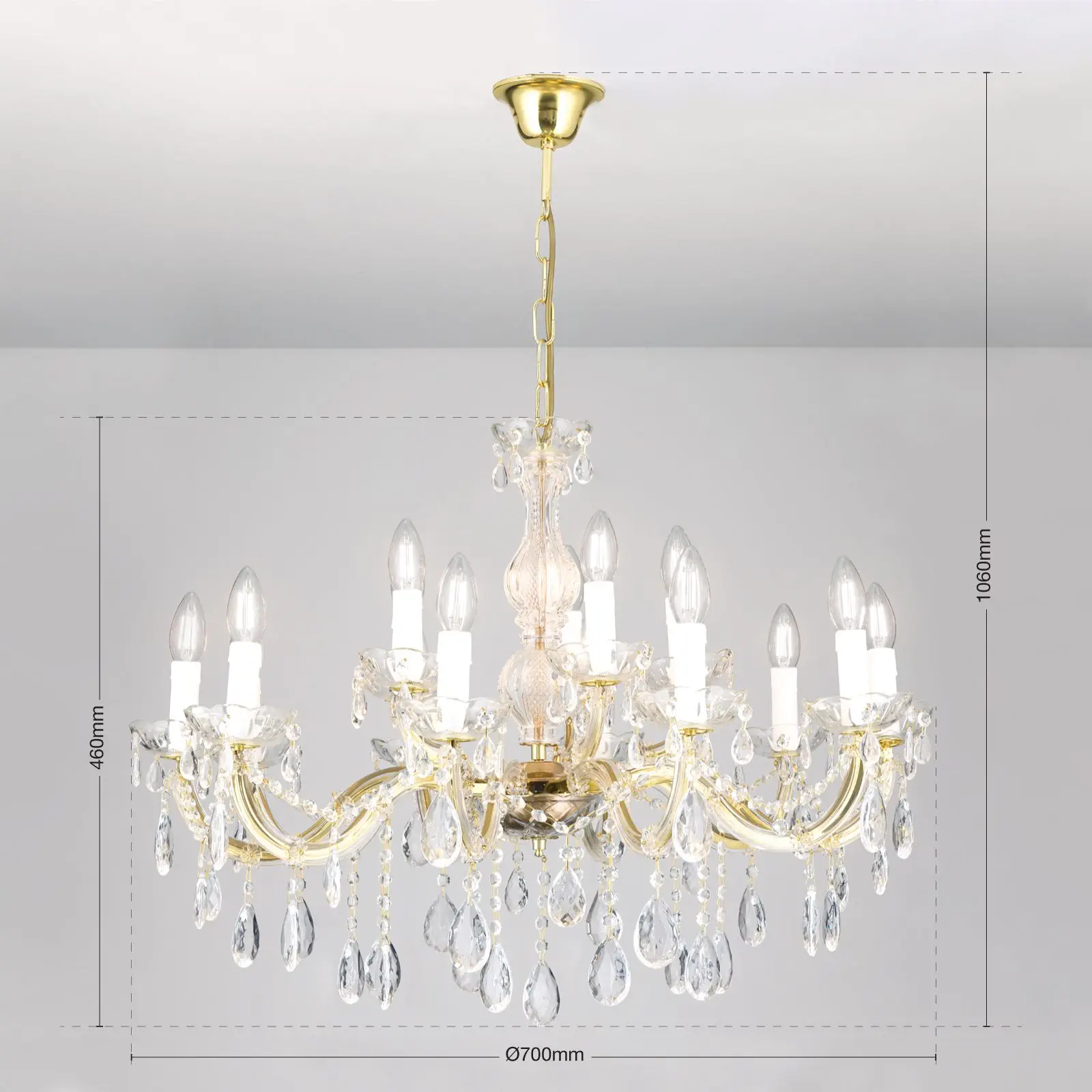 Luster MARIE CLAIRE, 15 izvora svetla, zlatni - 7