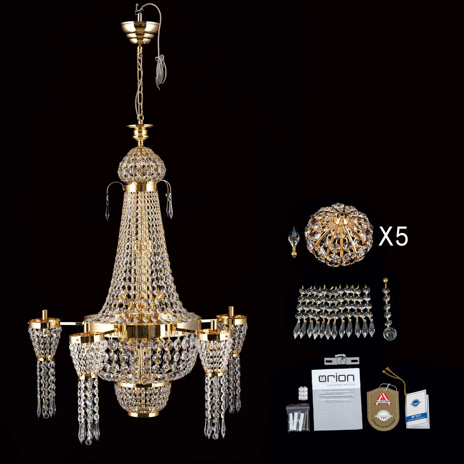 Luster ORIENTAL, 31 izvora svetla, zlatni - 8