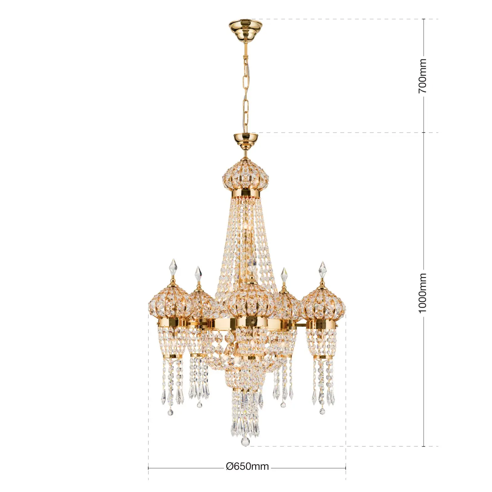 Luster ORIENTAL, 24 izvora svetla, zlatni - 7