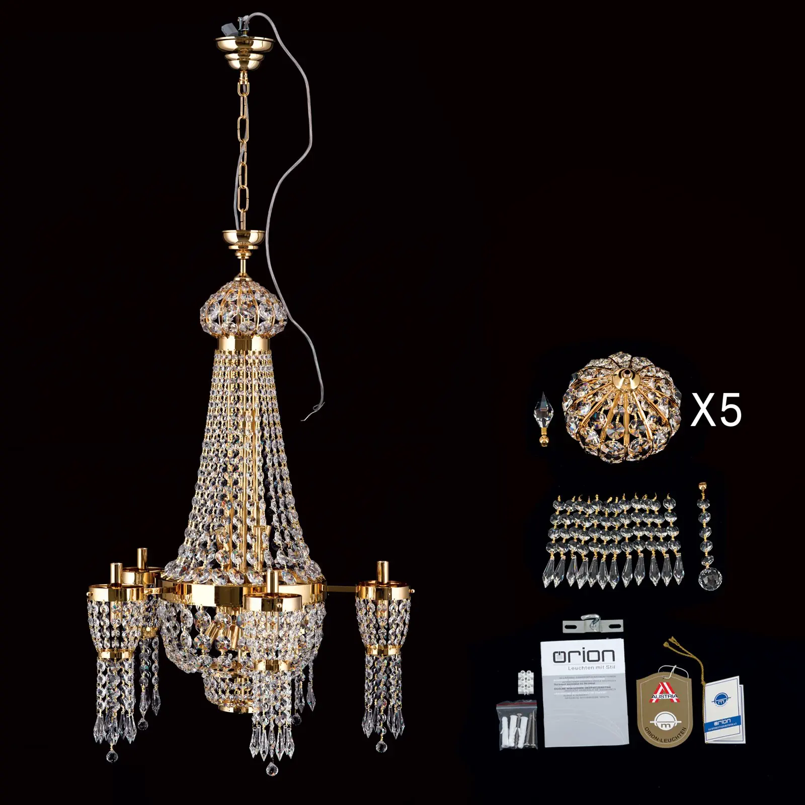 Luster ORIENTAL, 24 izvora svetla, zlatni - 8