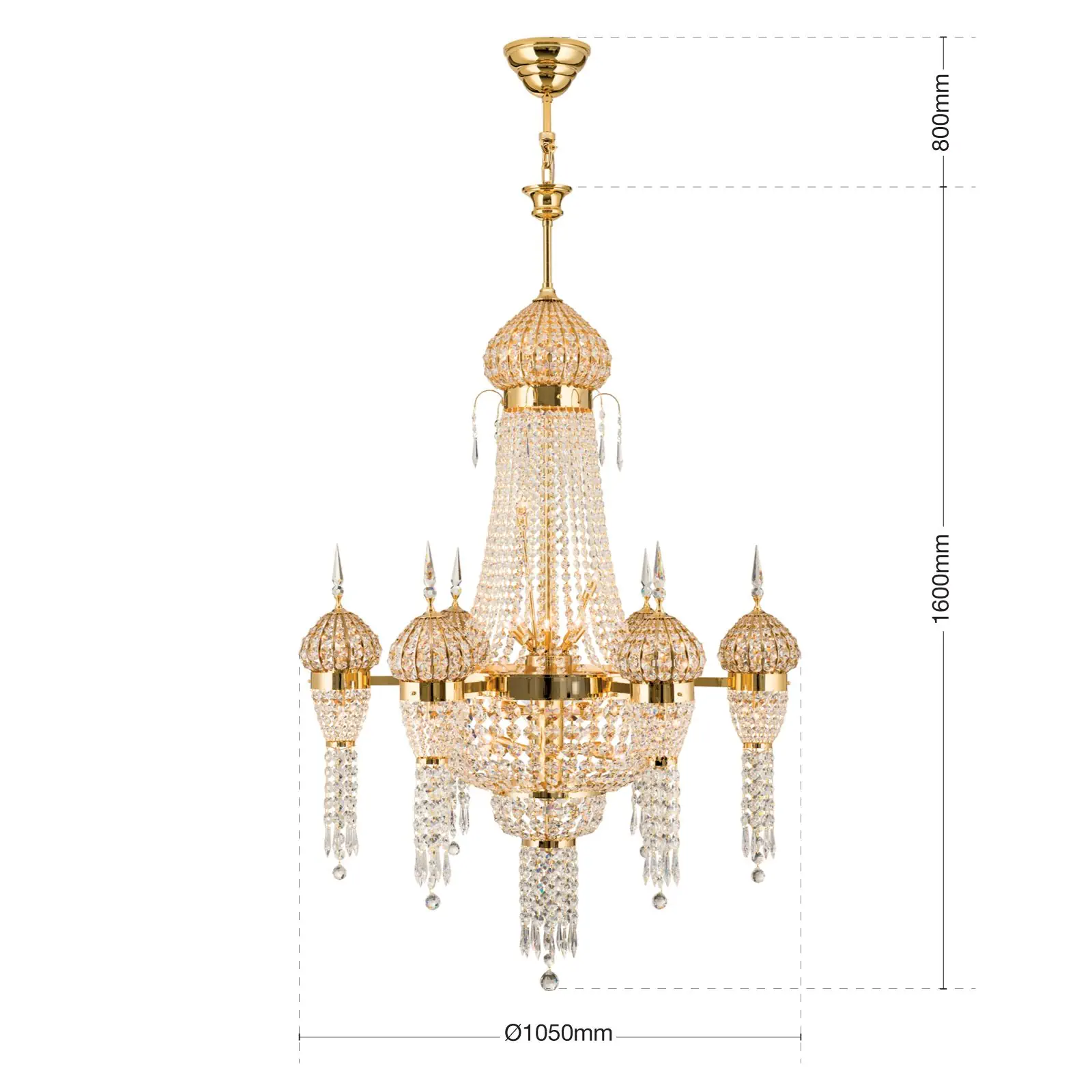 Luster ORIENTAL, 36 izvora svetla, zlatni - 7