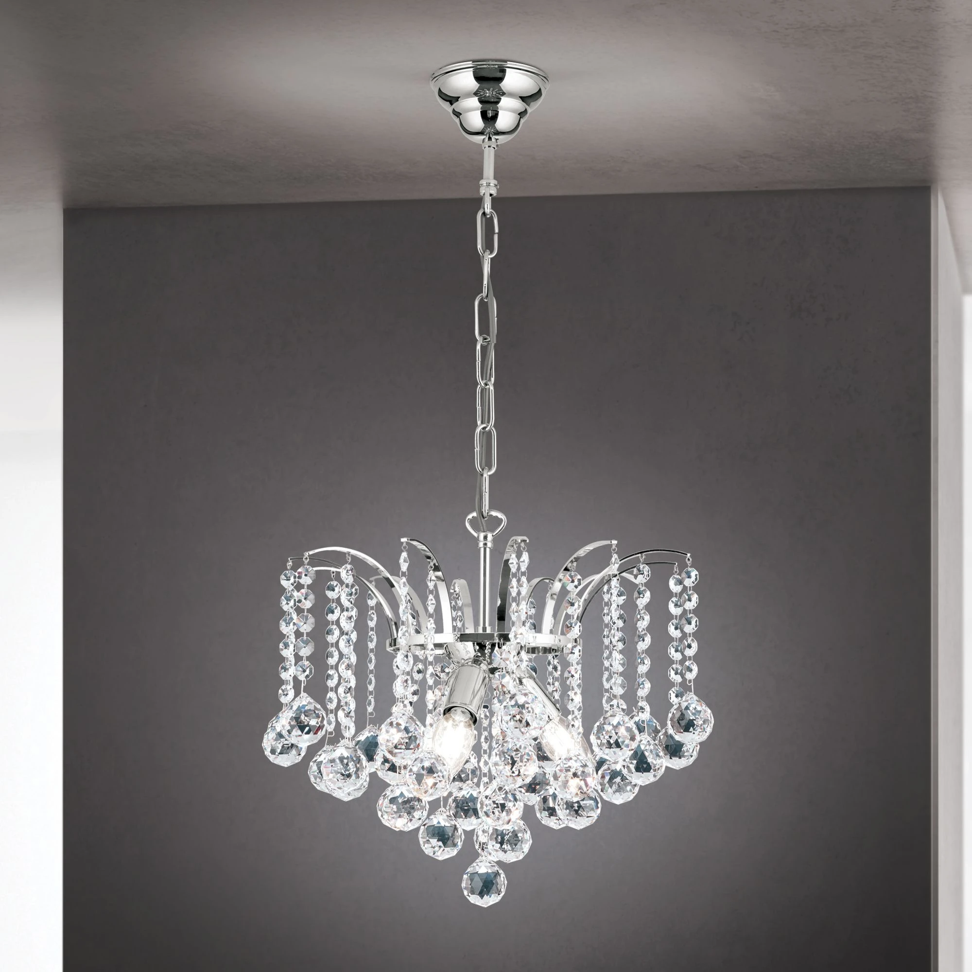 Luster KRISTALL KLASSISCH, 3 izvora svetla, hrom, providni kristal - 1