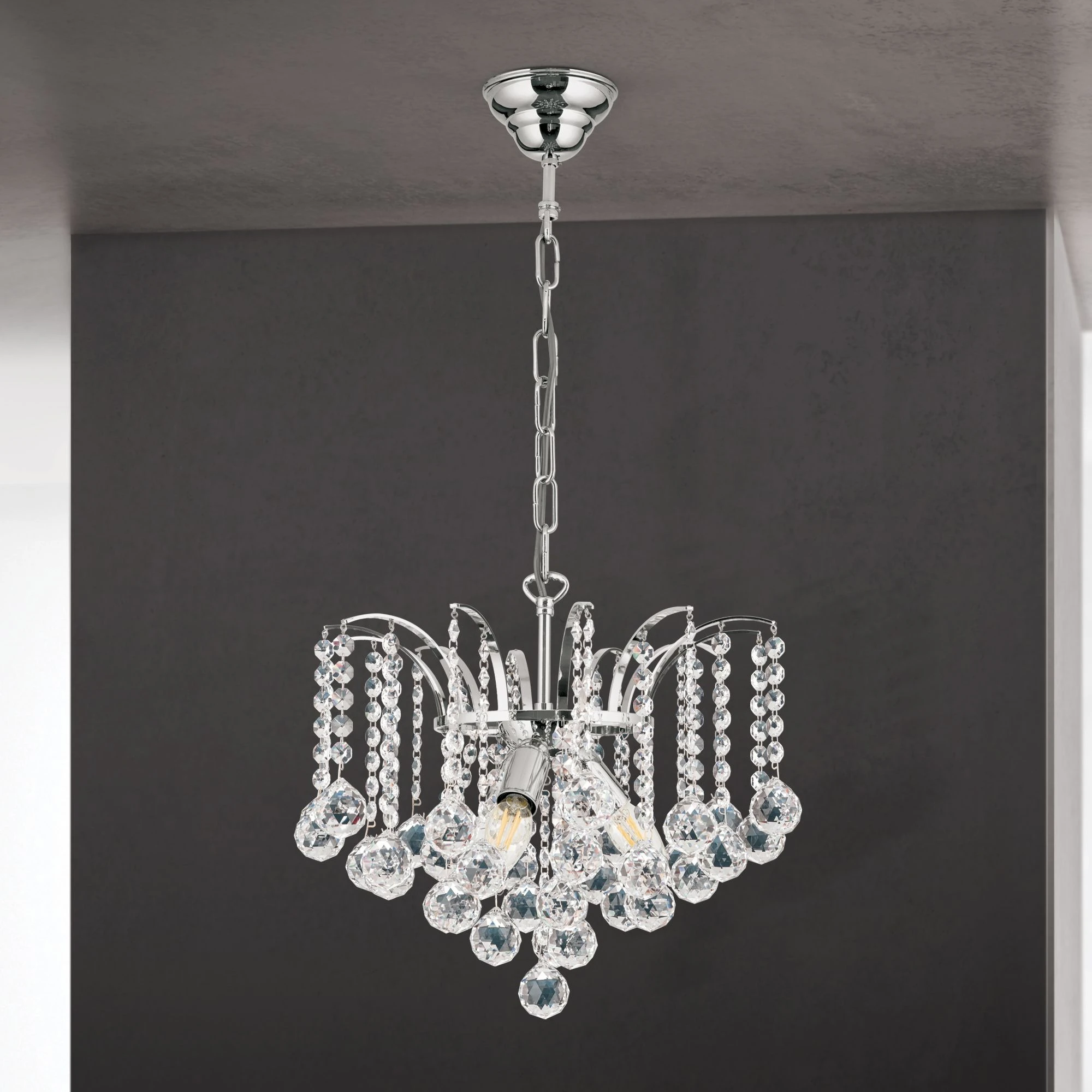 Luster KRISTALL KLASSISCH, 3 izvora svetla, hrom, providni kristal - 3