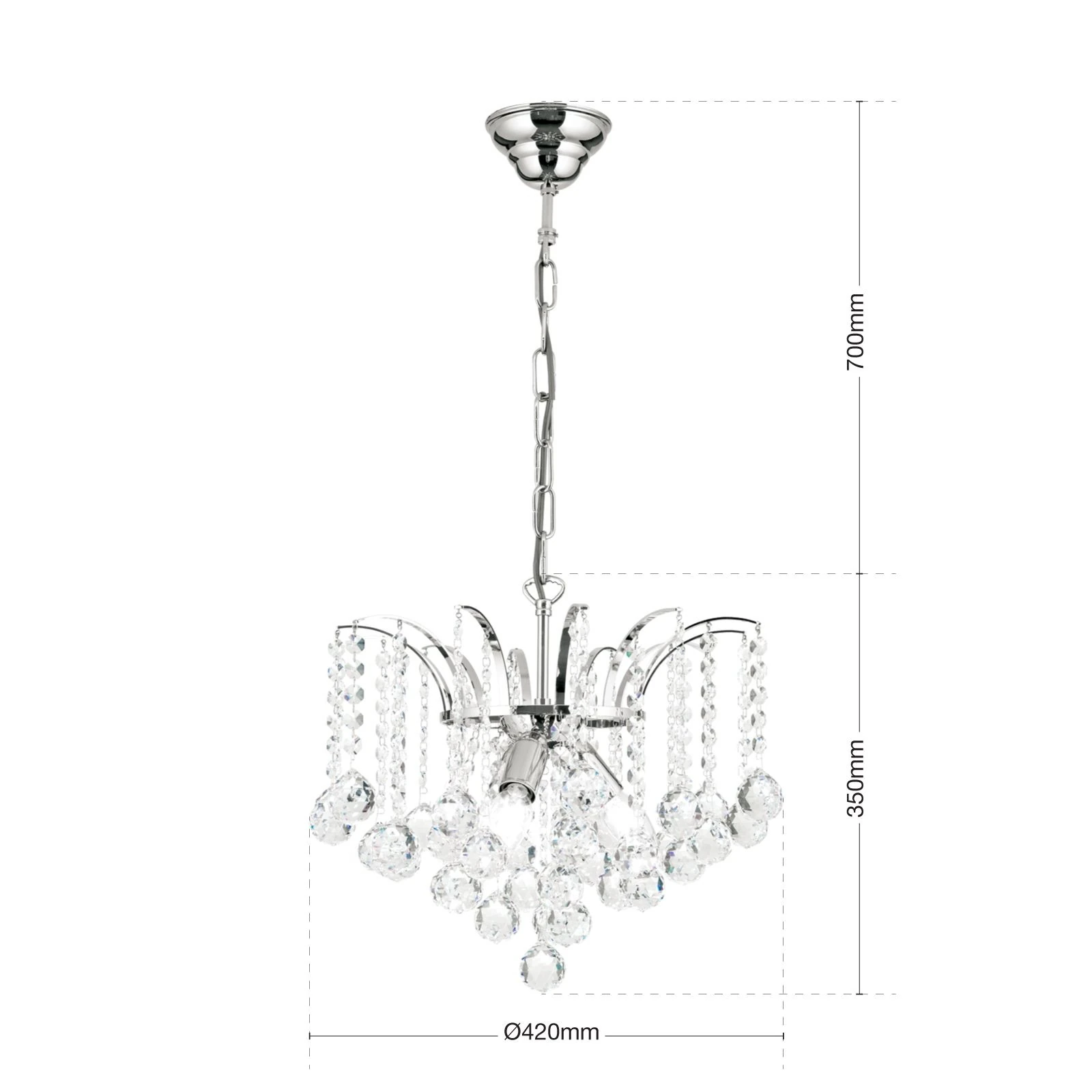 Luster KRISTALL KLASSISCH, 3 izvora svetla, hrom, providni kristal - 7