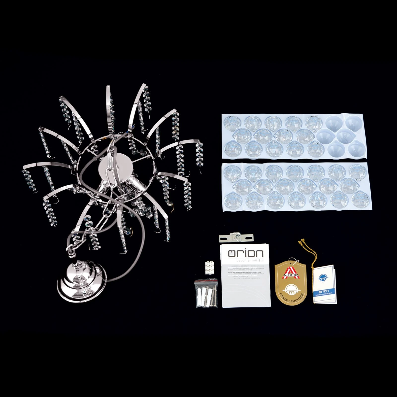 Luster KRISTALL KLASSISCH, 3 izvora svetla, hrom, providni kristal - 8