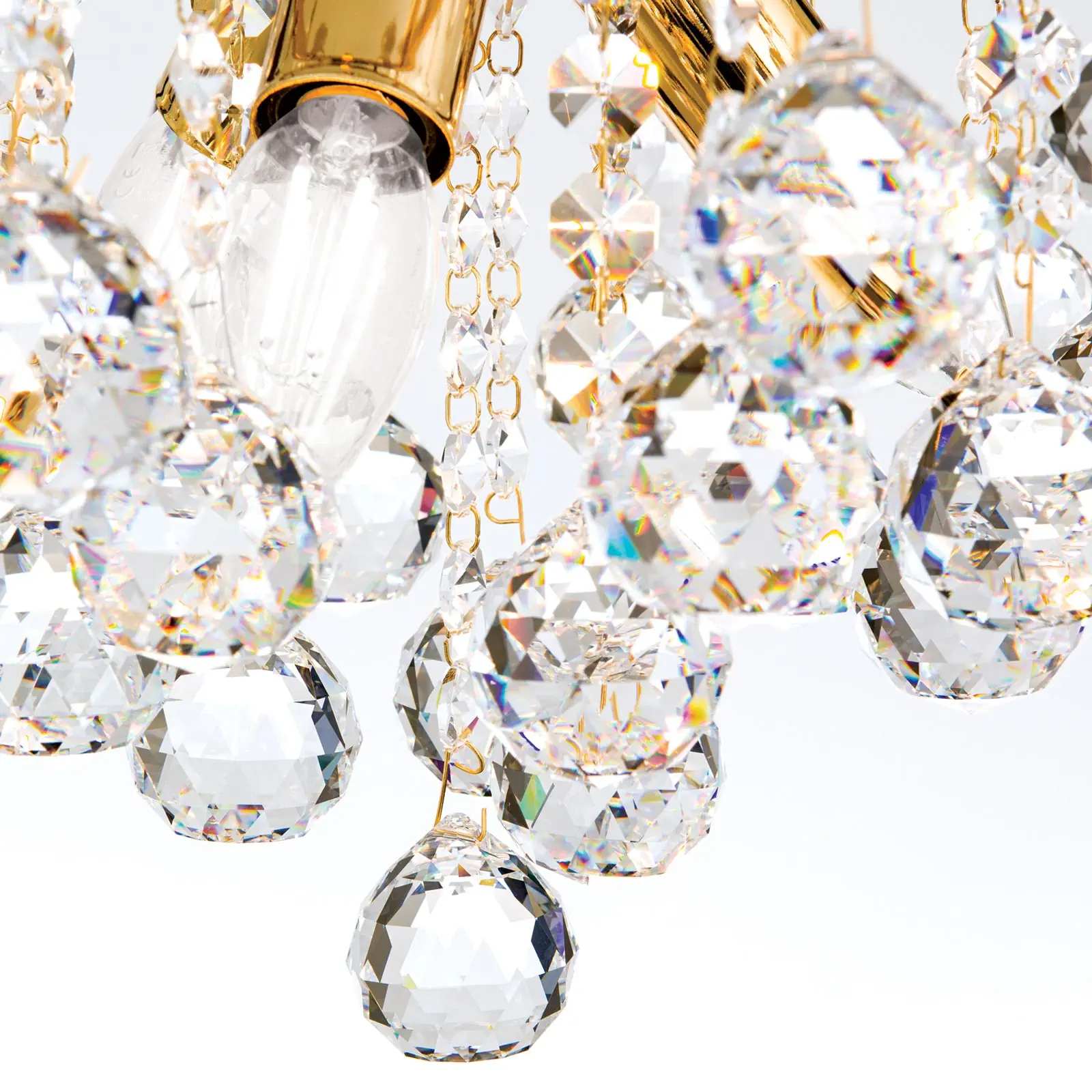 Luster KRISTALL KLASSISCH, 3 izvora svetla, zlatni sa providnim kristalnim visećim elementima - 5