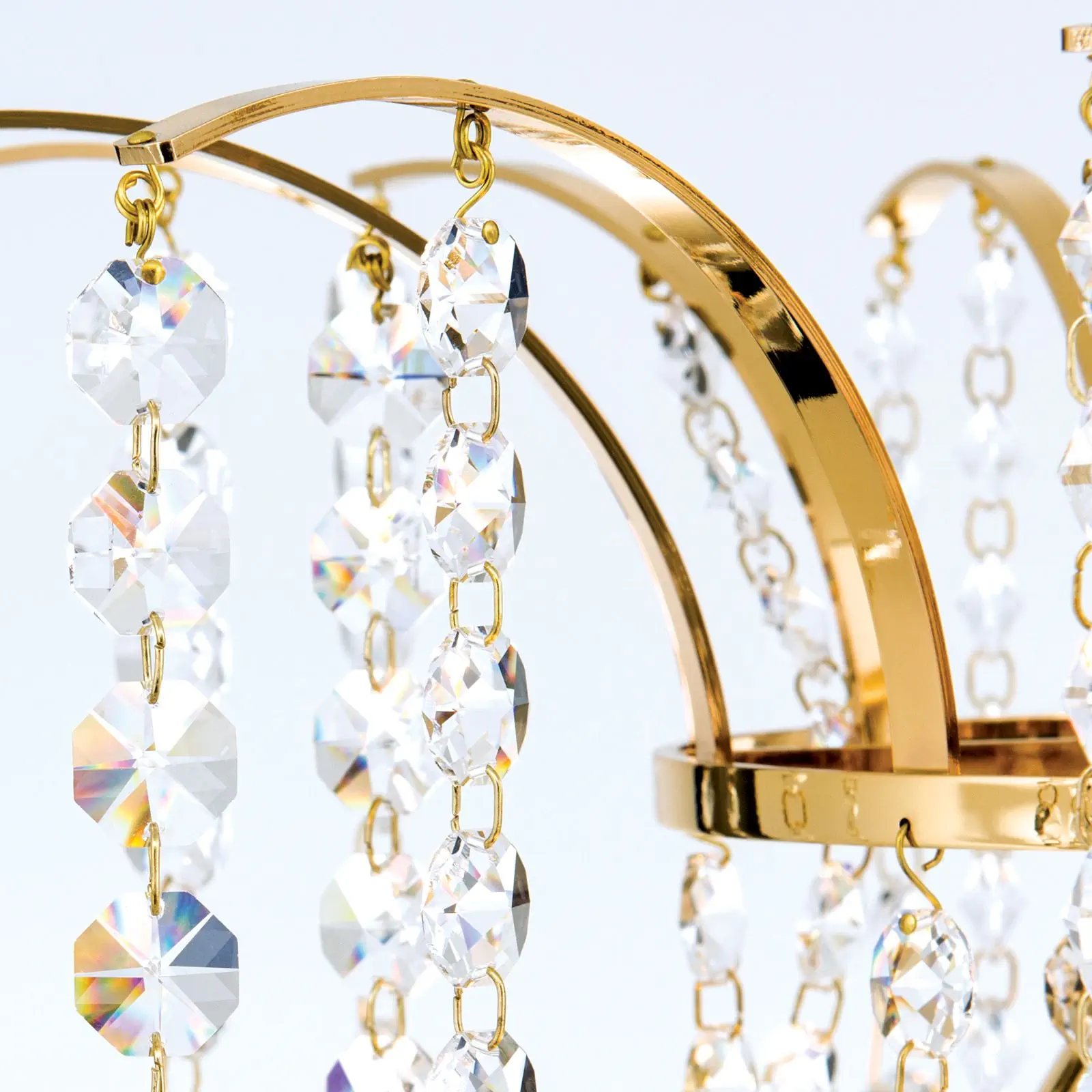 Luster KRISTALL KLASSISCH, 3 izvora svetla, zlatni sa providnim kristalnim visećim elementima - 6