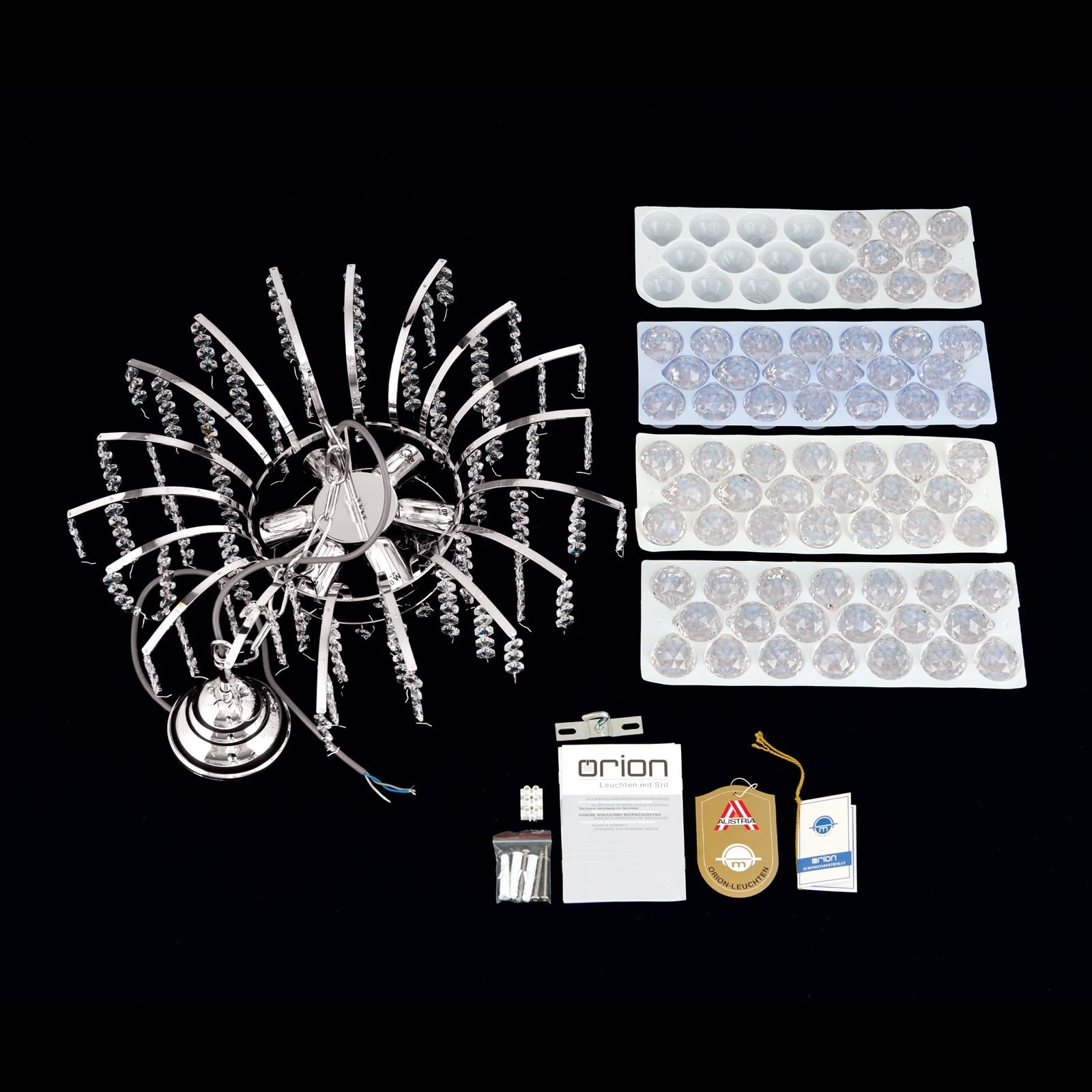 Luster KRISTALL KLASSISCH, 6 izvora svetla, hrom, providni kristal - 8