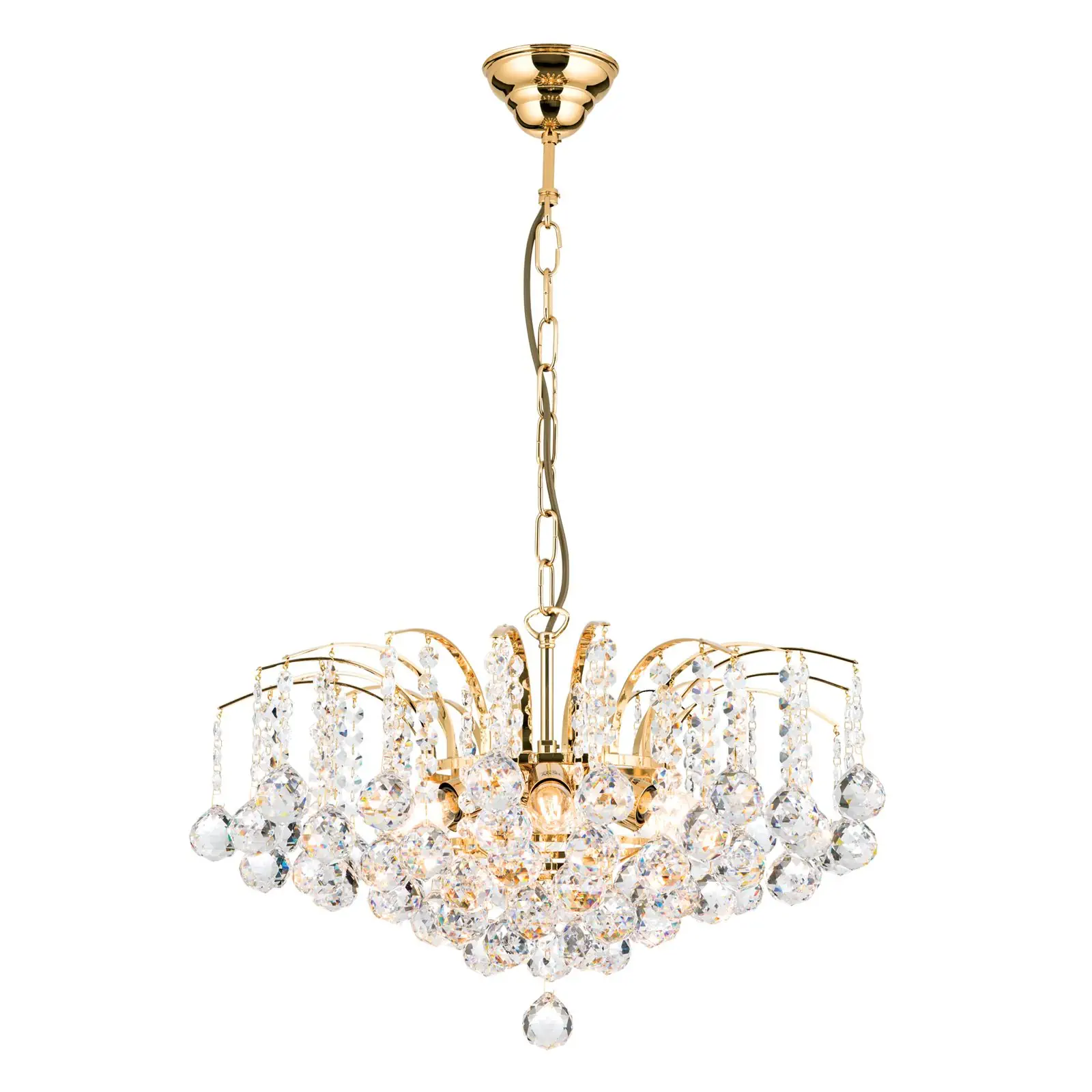 Luster KRISTALL KLASSISCH, 6 izvora svetla, zlatni, sa providnom kristalnom dekoracijom - 4