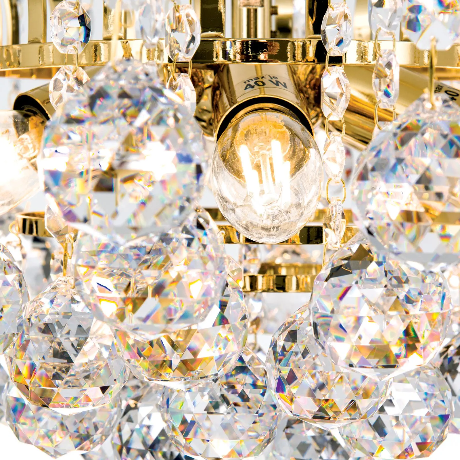 Luster KRISTALL KLASSISCH, 6 izvora svetla, zlatni, sa providnom kristalnom dekoracijom - 5