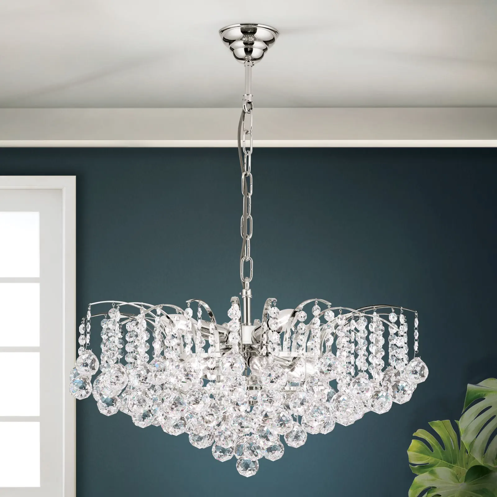 Luster KRISTALL KLASSISCH, 9 izvora svetla, zlatni, sa providnom kristalnom dekoracijom - 1