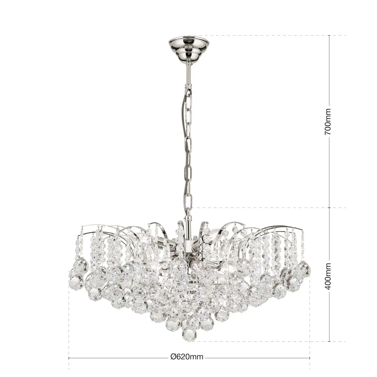 Luster KRISTALL KLASSISCH, 9 izvora svetla, zlatni, sa providnom kristalnom dekoracijom - 7