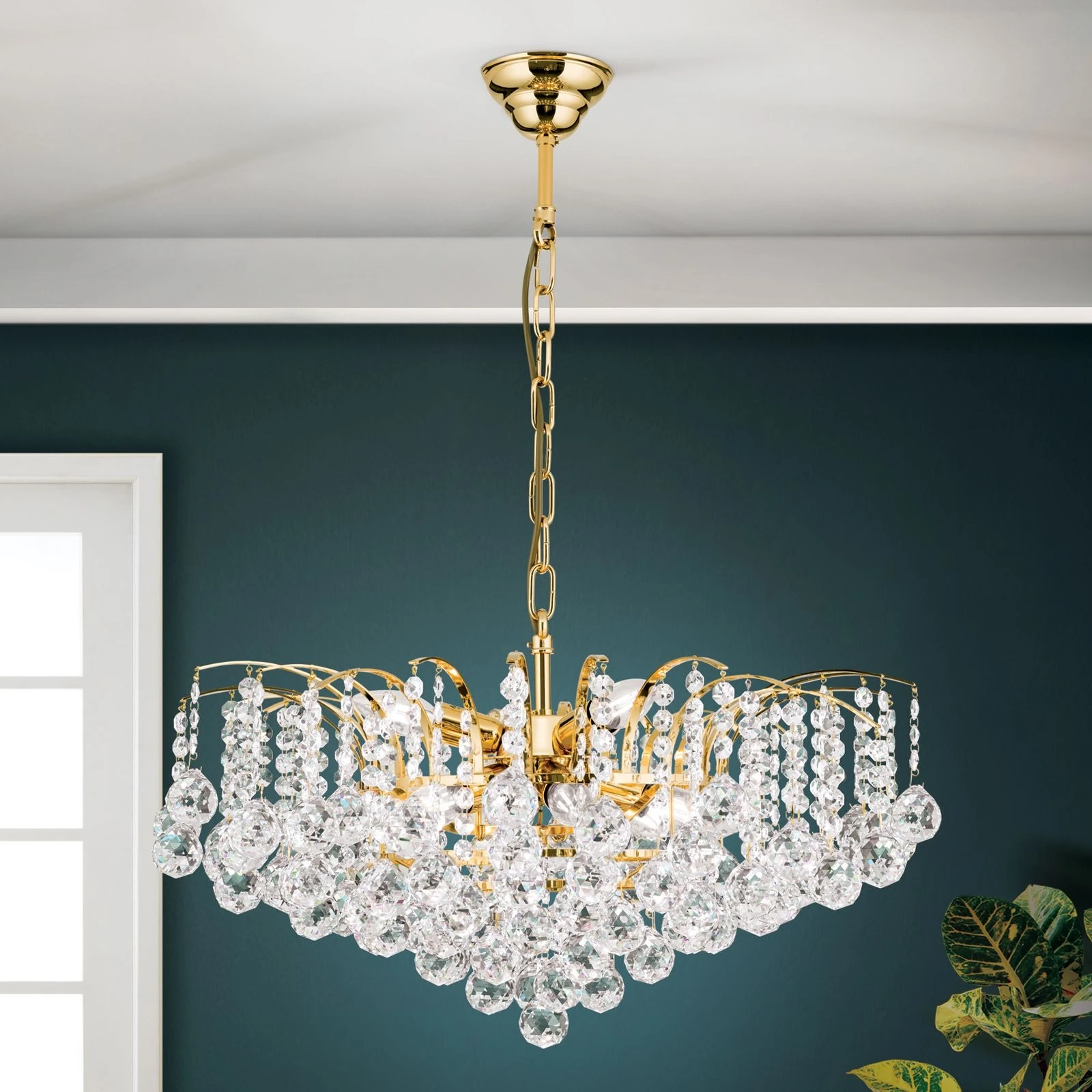 Luster KRISTALL KLASSISCH, 9 izvora svetla, 24-karatno pozlaćeno, providni kristal - 1