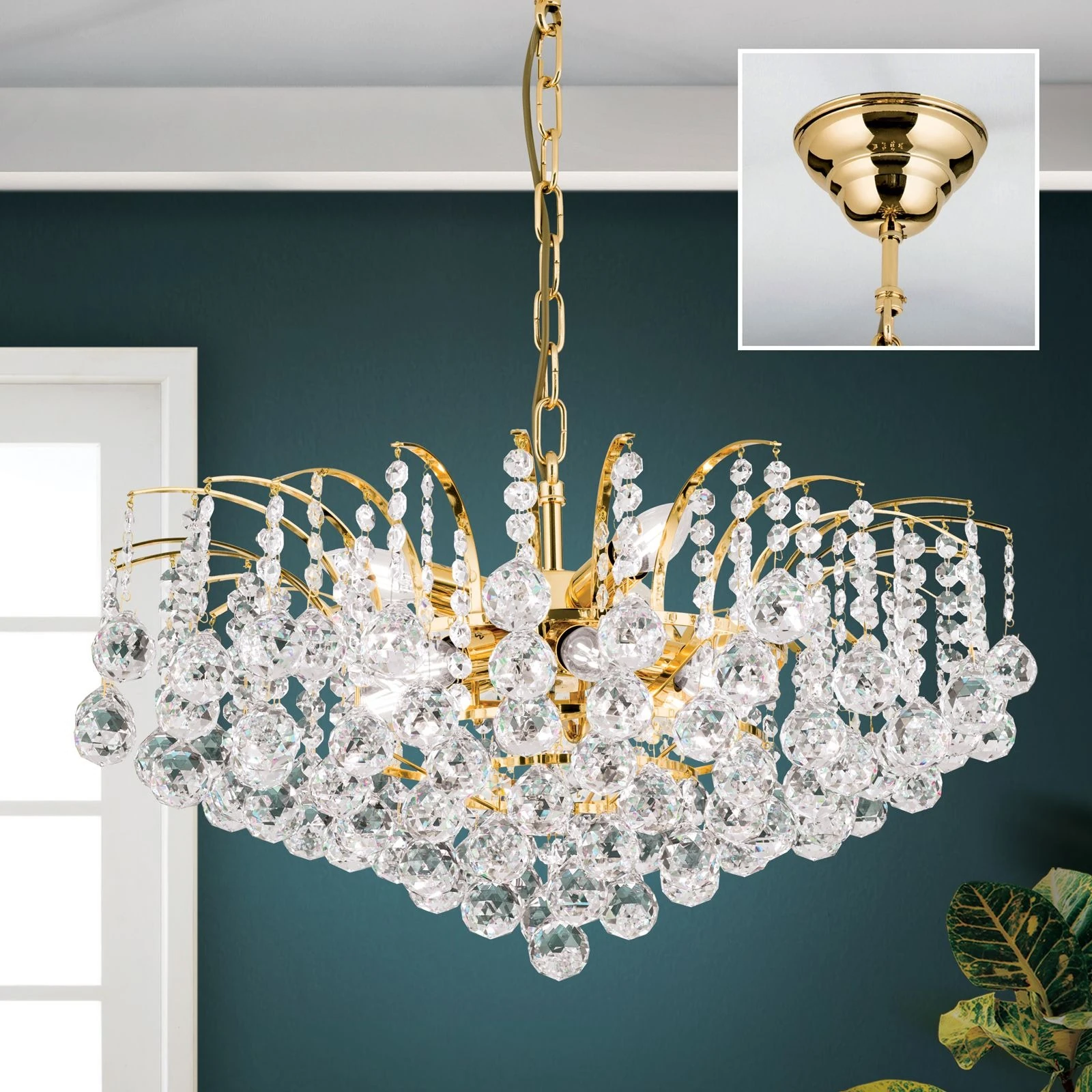 Luster KRISTALL KLASSISCH, 9 izvora svetla, 24-karatno pozlaćeno, providni kristal - 2