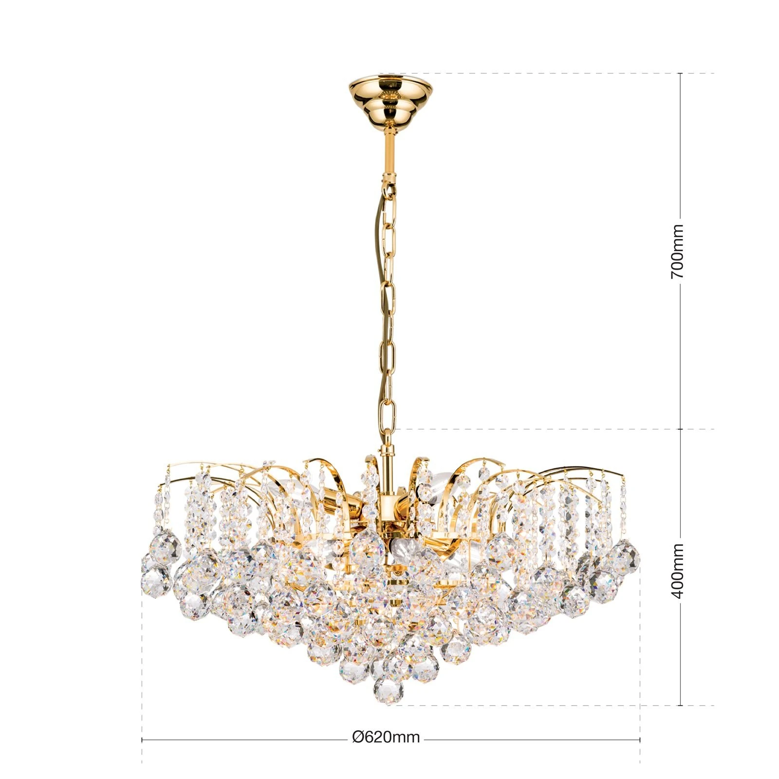 Luster KRISTALL KLASSISCH, 9 izvora svetla, 24-karatno pozlaćeno, providni kristal - 7