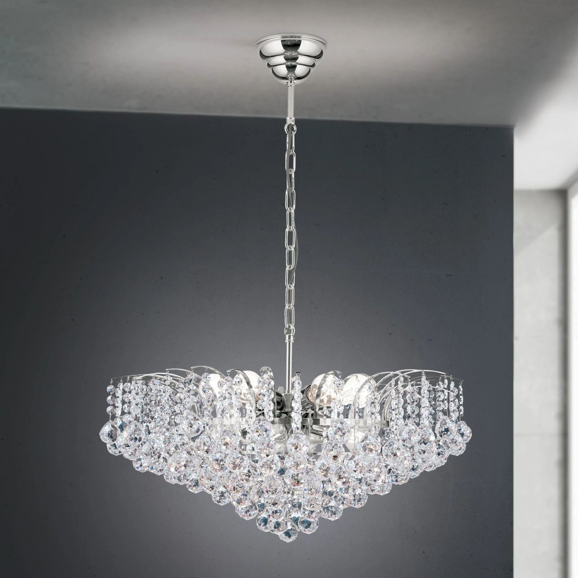 Luster KRISTALL KLASSISCH, 10 izvora svetla, hrom, providni kristal - 1
