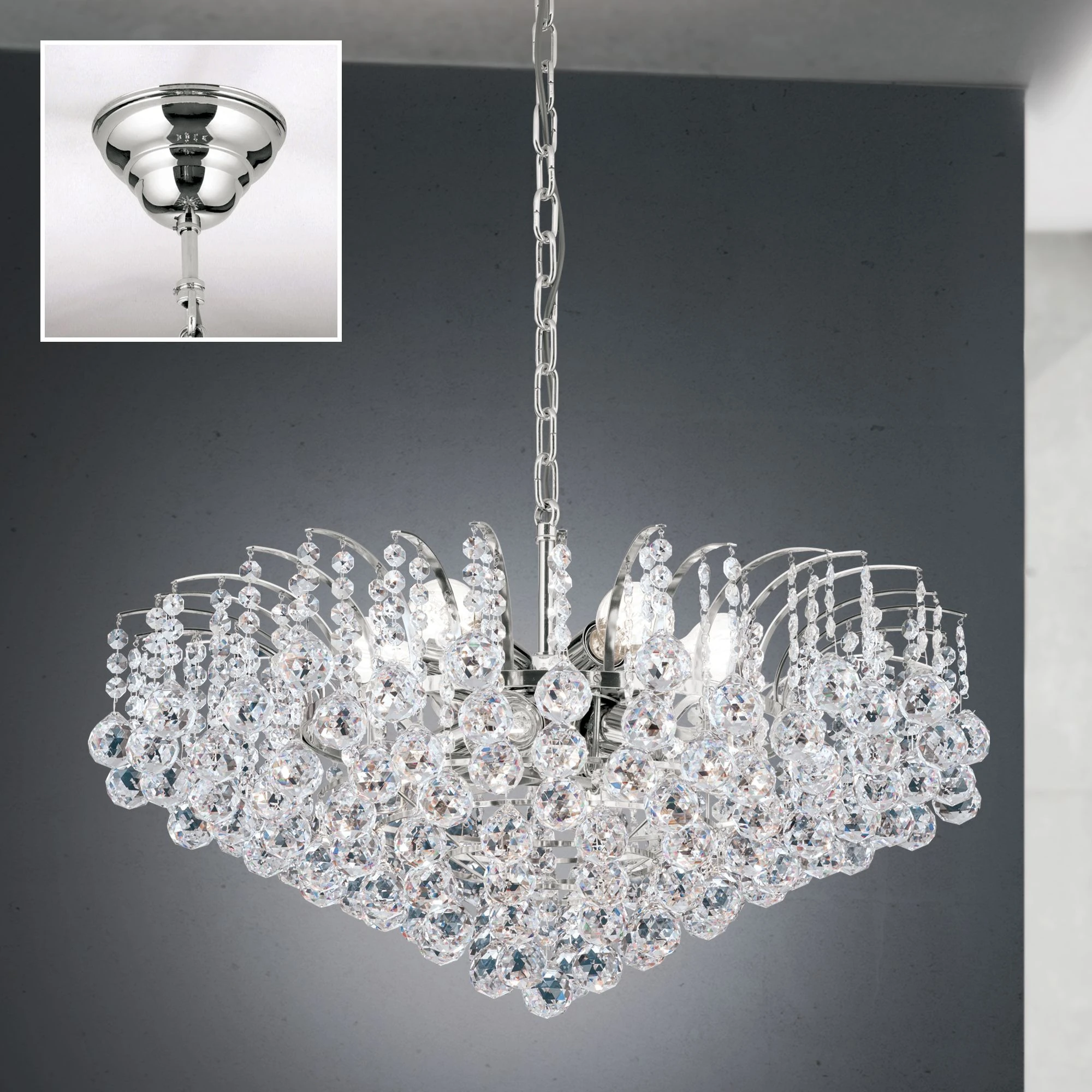 Luster KRISTALL KLASSISCH, 10 izvora svetla, hrom, providni kristal - 2