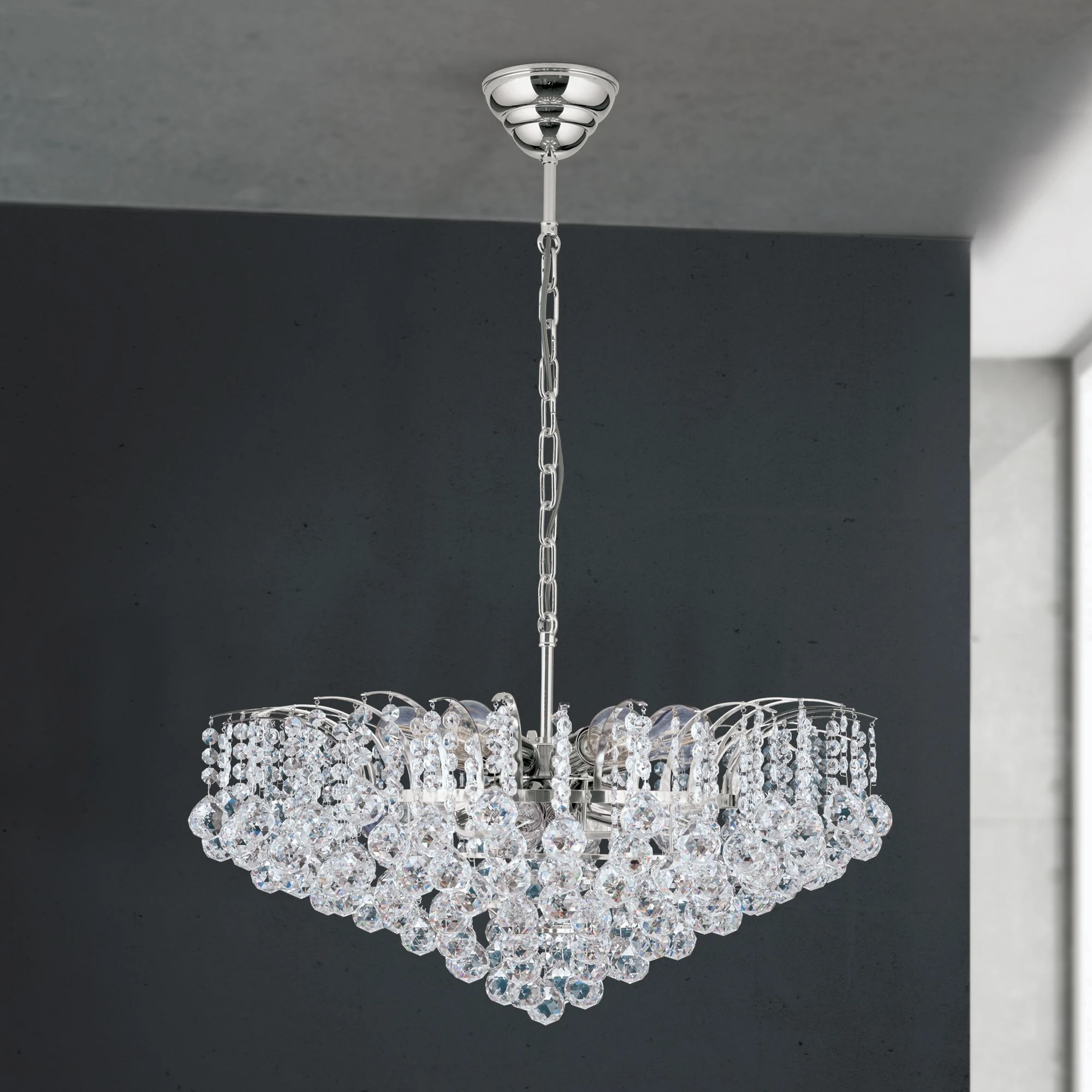 Luster KRISTALL KLASSISCH, 10 izvora svetla, hrom, providni kristal - 3