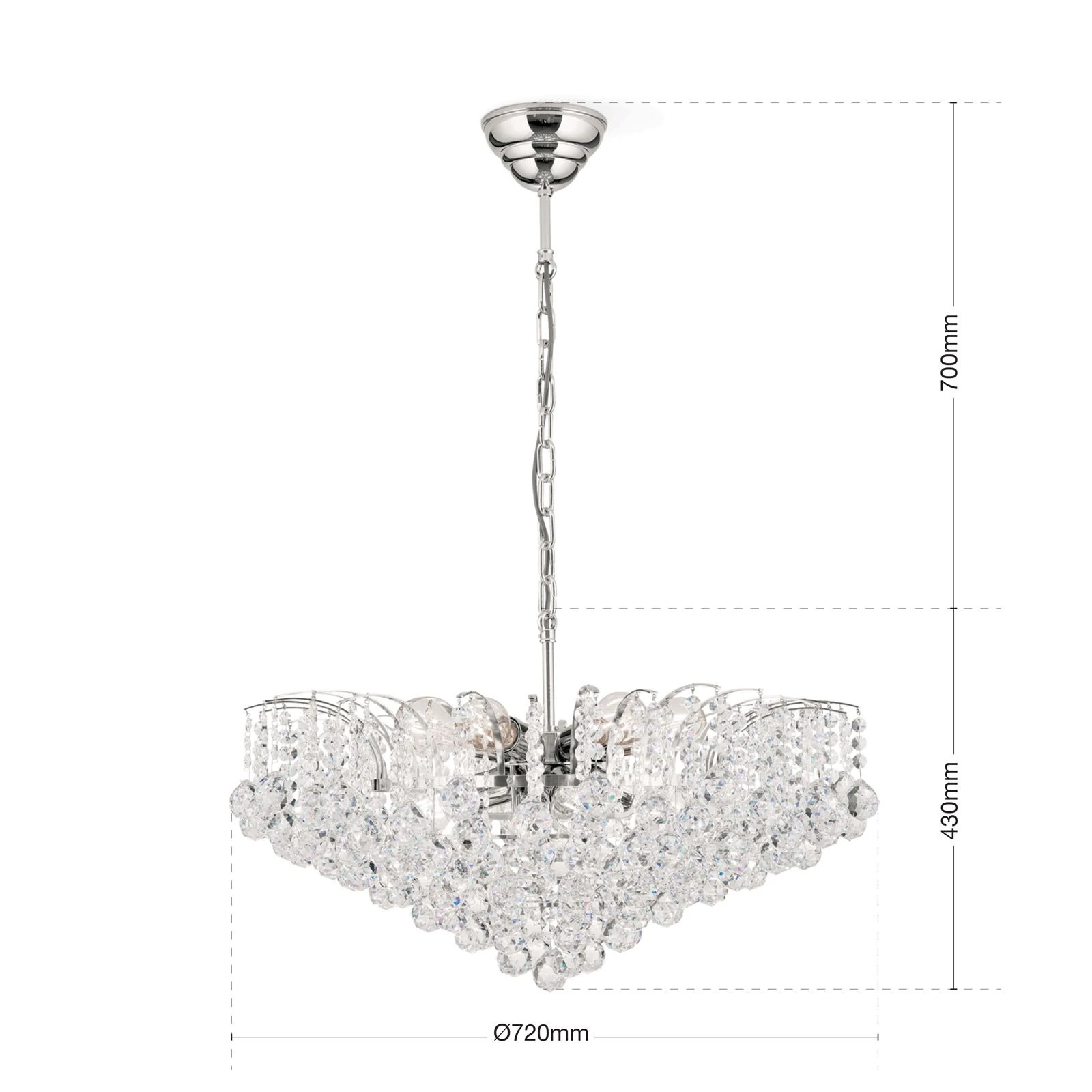 Luster KRISTALL KLASSISCH, 10 izvora svetla, hrom, providni kristal - 7
