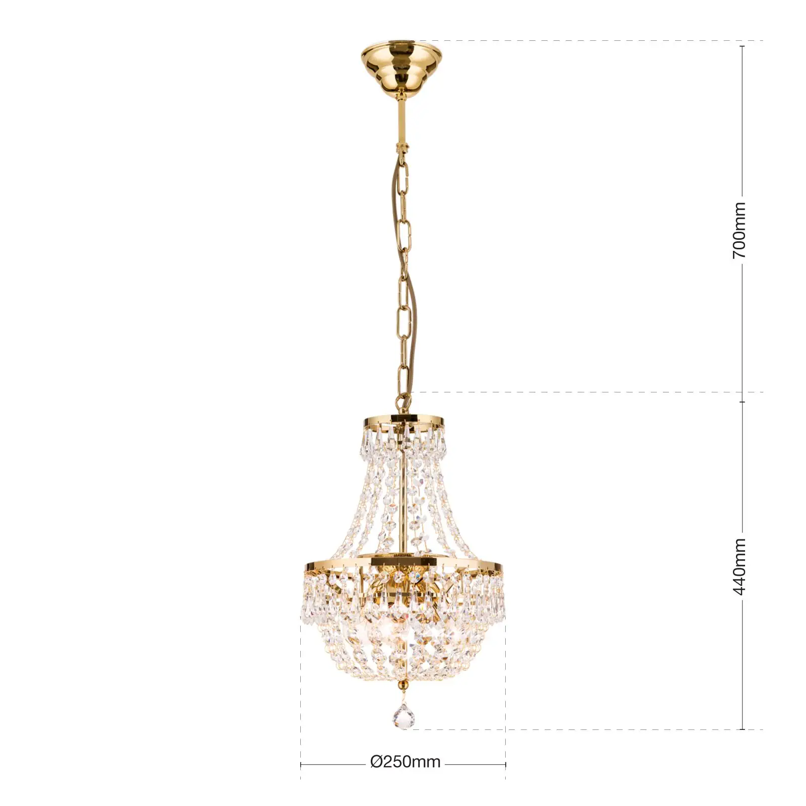 Luster SHERATON, 3 izvora svetla, 25 cm, 24-karatno pozlaćen - 7