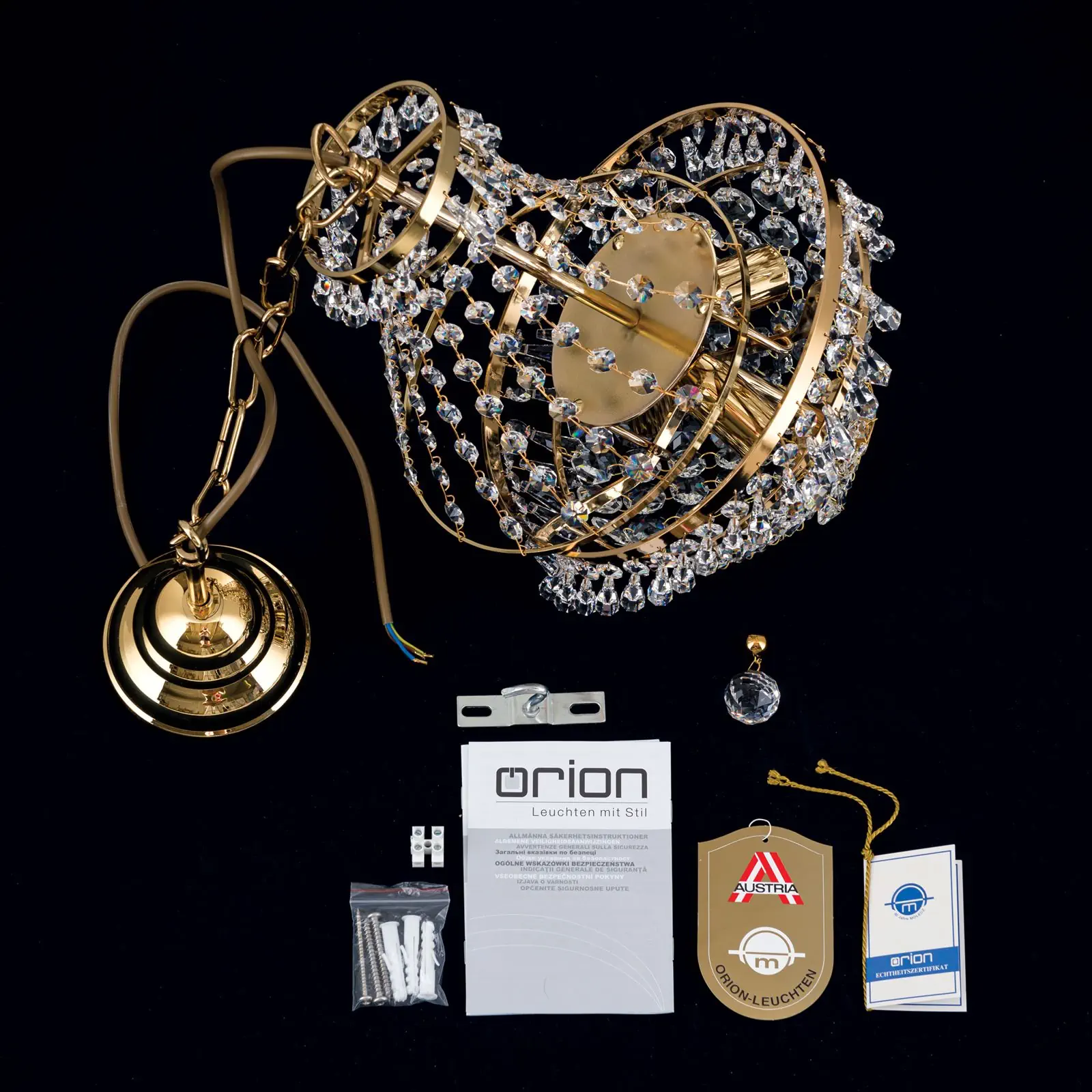 Luster SHERATON, 3 izvora svetla, 25 cm, 24-karatno pozlaćen - 8