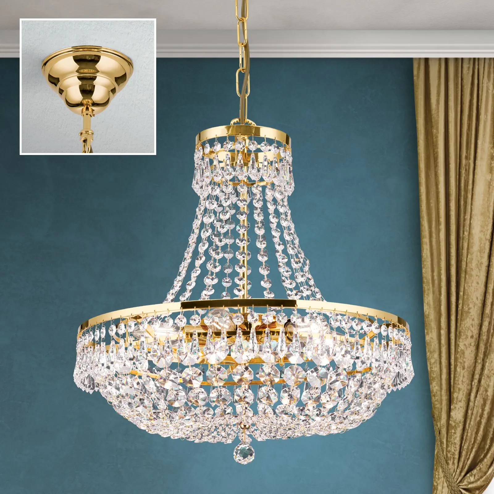 Luster SHERATON, 45cm, 24-karatno pozlaćen - 2