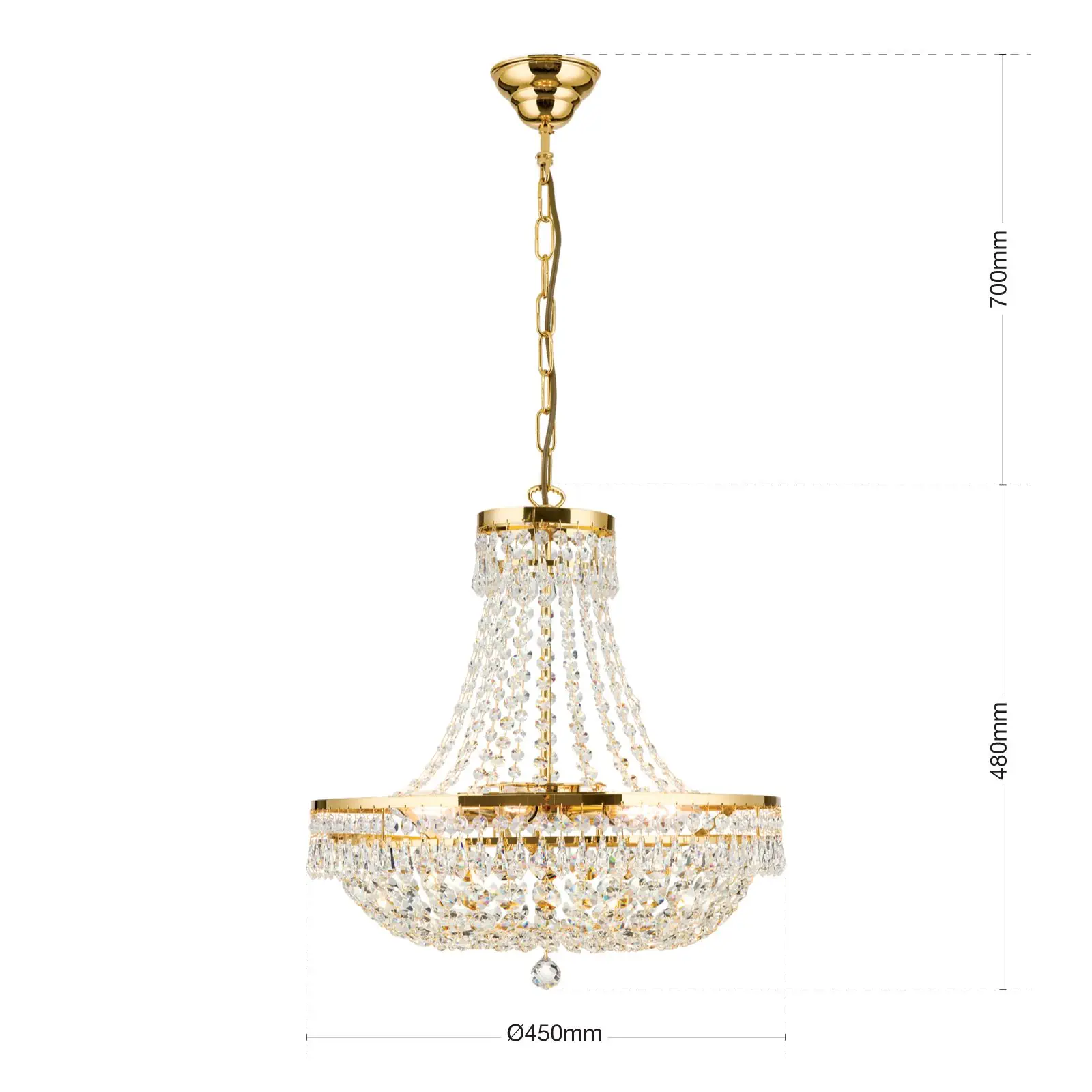 Luster SHERATON, 45cm, 24-karatno pozlaćen - 7