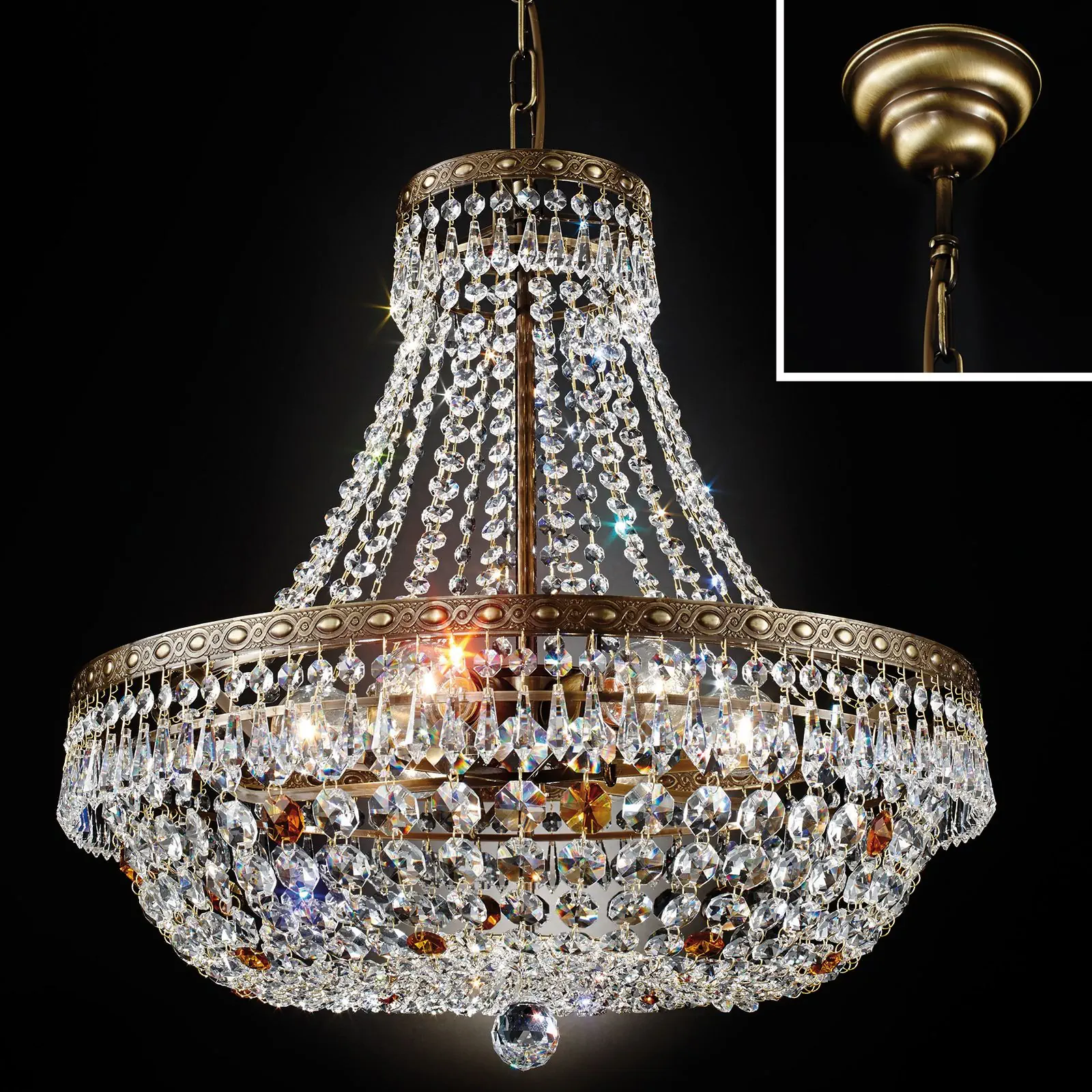 Luster SHERATON, 6 izvora svetla, patina, 55 cm - 5