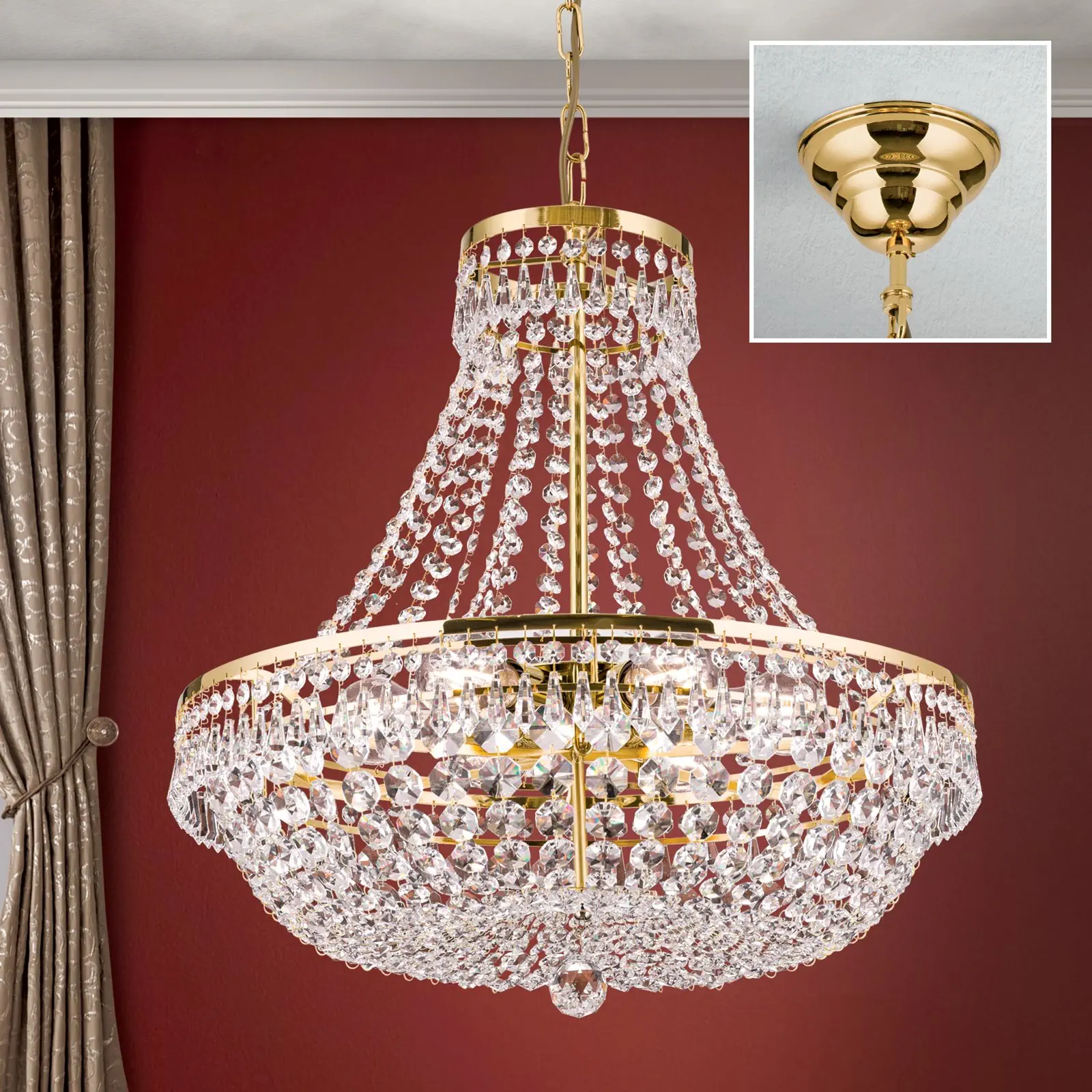 Luster SHERATON, 55cm, 24-karatno pozlaćen - 2