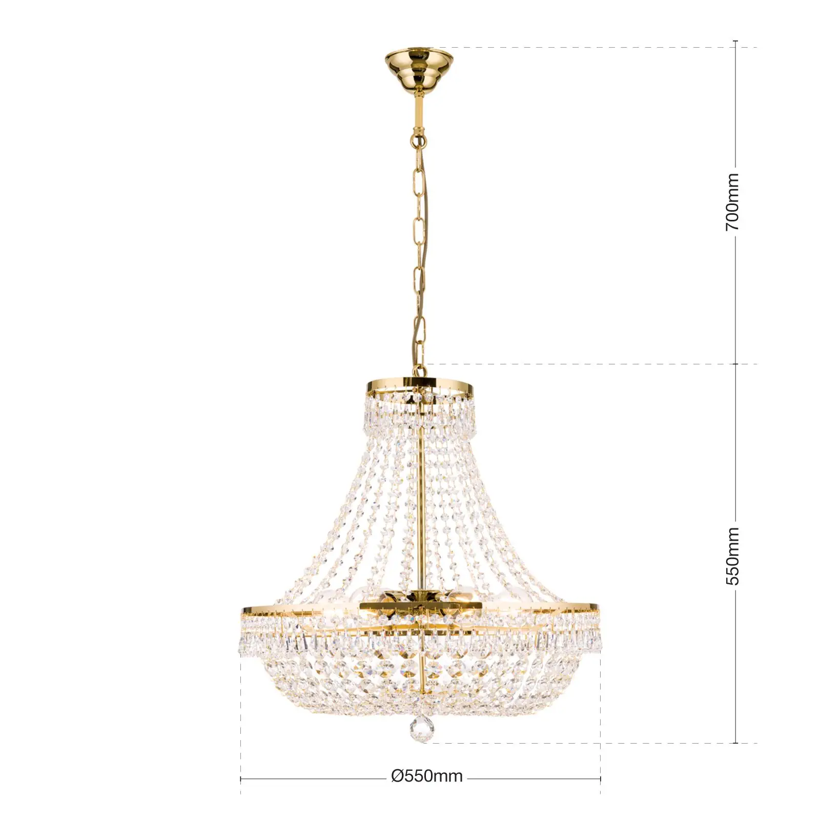 Luster SHERATON, 55cm, 24-karatno pozlaćen - 7