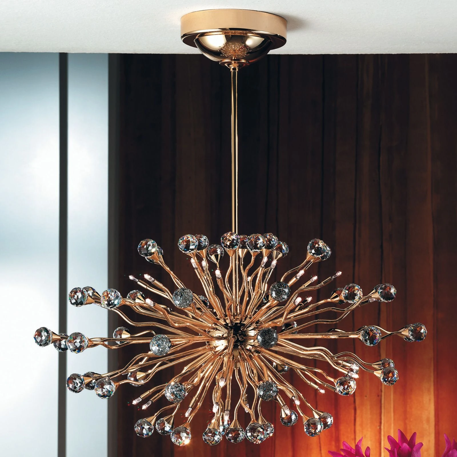 Ovalni luster GALAXY, 36 svetala, pozlaćen 24-karatnim zlatom - 1