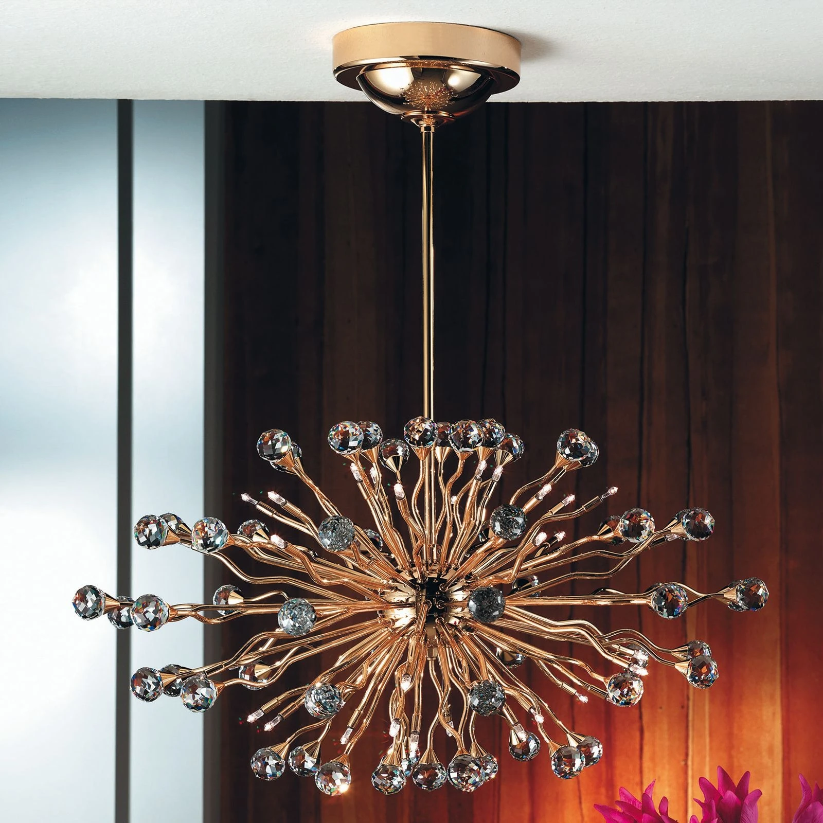 Ovalni luster GALAXY, 36 svetala, pozlaćen 24-karatnim zlatom - 4