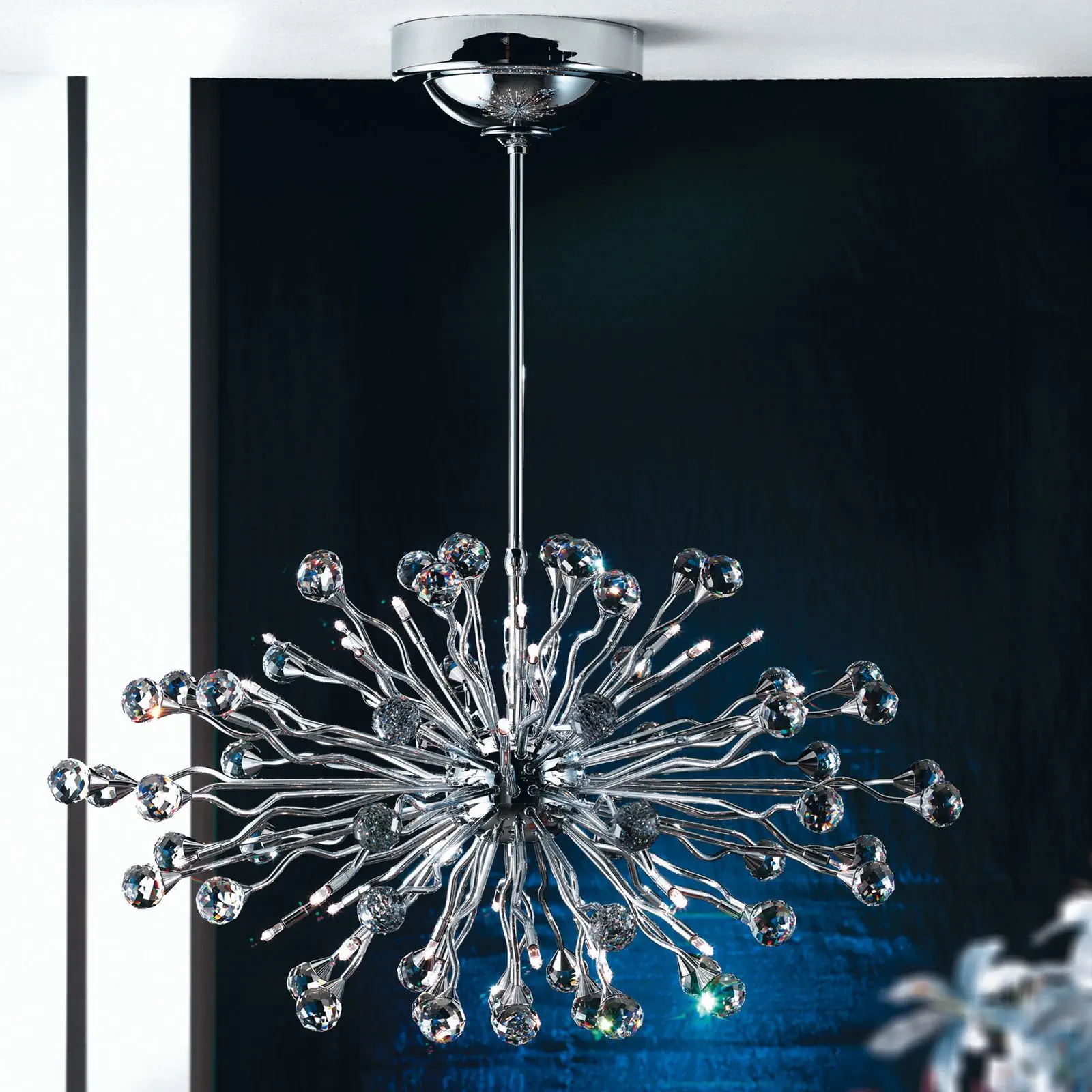 Ovalni luster GALAXY, 36 svetala, hrom - 1