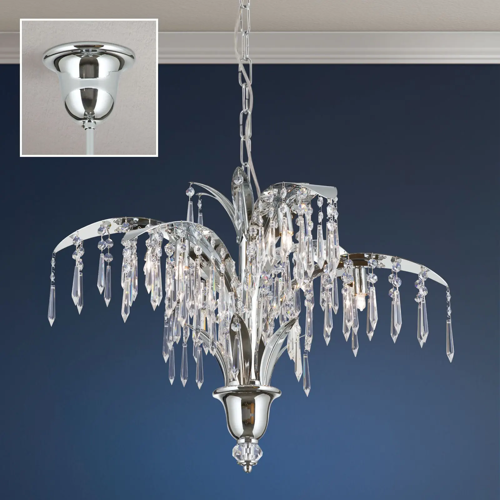 Luster PALME sa 6 izvora svetla, hromiran - 2