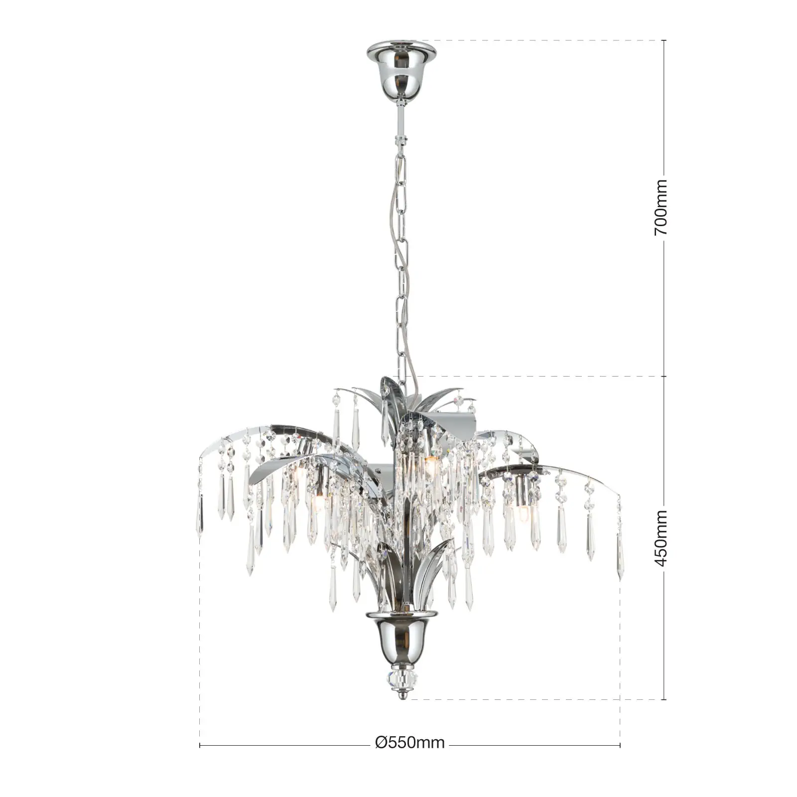 Luster PALME sa 6 izvora svetla, hromiran - 7