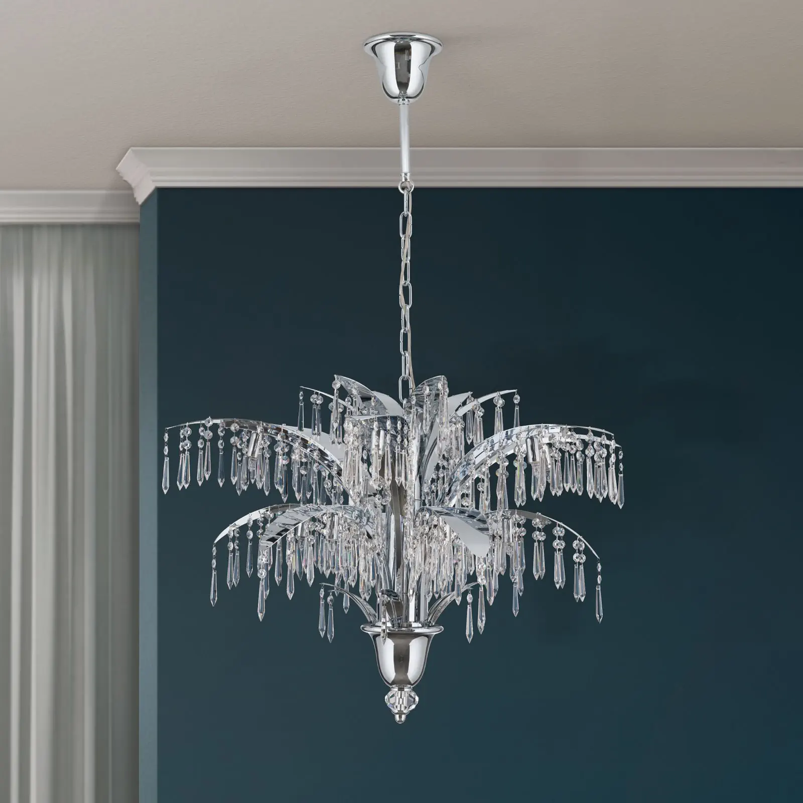 Luster PALME sa 12 izvora svetla, hromiran - 3