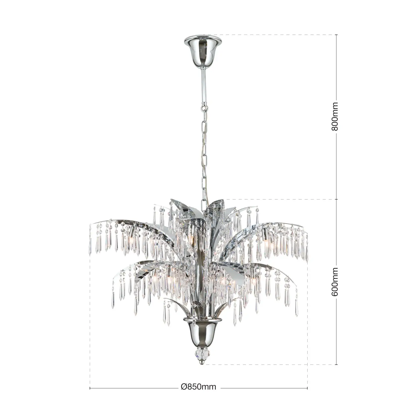 Luster PALME sa 12 izvora svetla, hromiran - 7