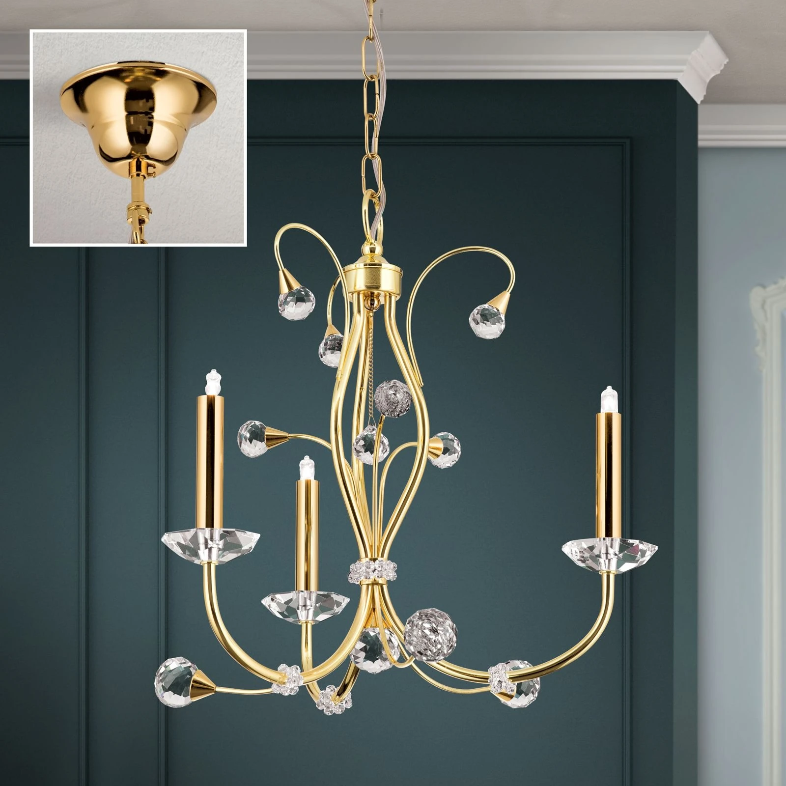 Luster EREMITAGE, 3 izvora svetla, 24-karatno pozlaćeno - 2