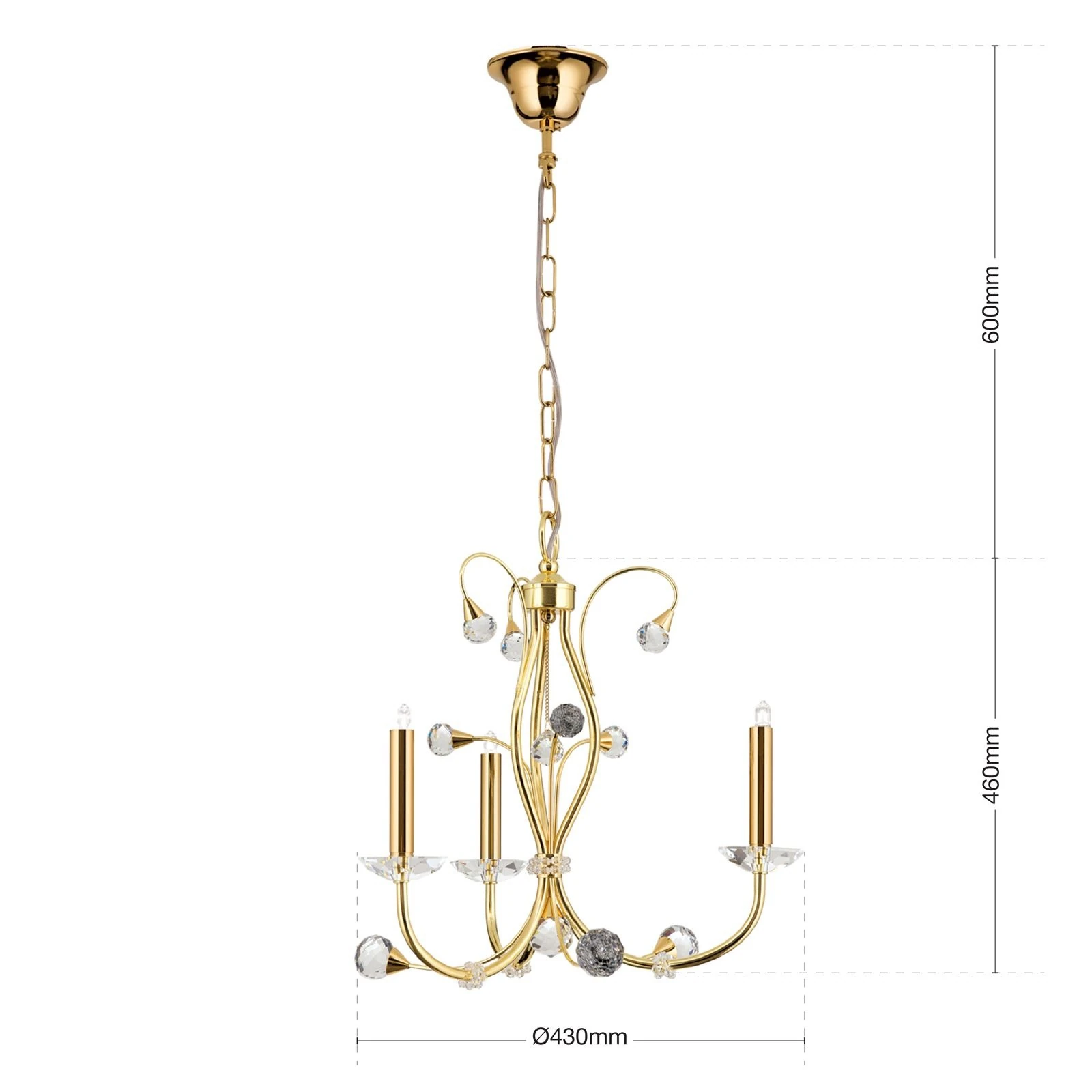 Luster EREMITAGE, 3 izvora svetla, 24-karatno pozlaćeno - 7