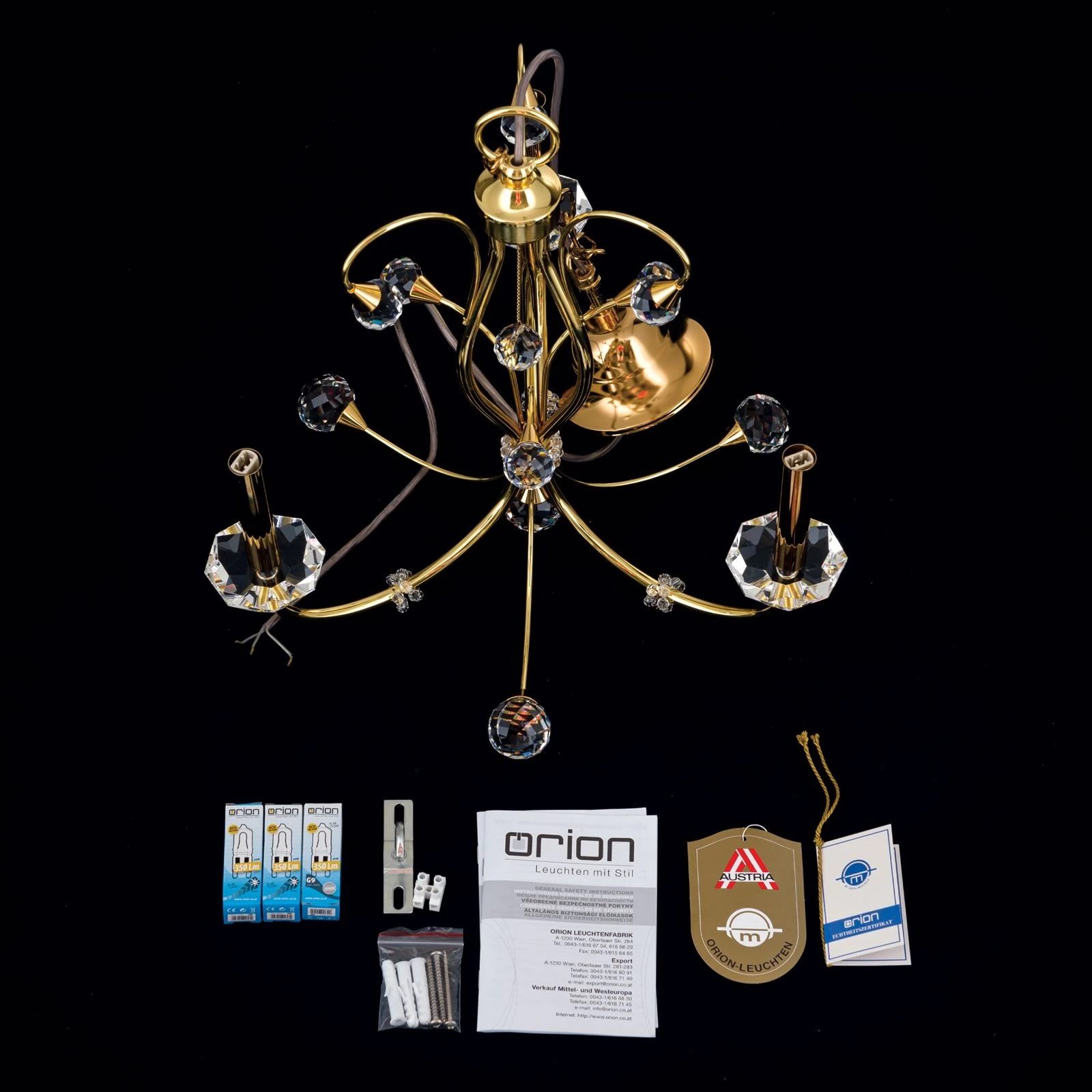 Luster EREMITAGE, 3 izvora svetla, 24-karatno pozlaćeno - 8