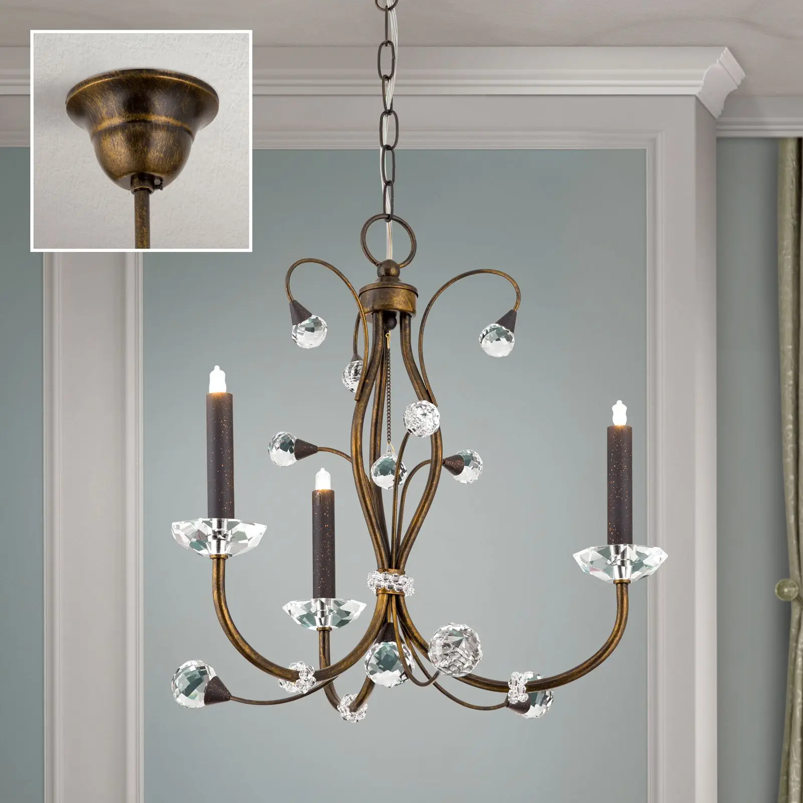 Luster EREMITAGE, 3 izvora svetla, antik - 2