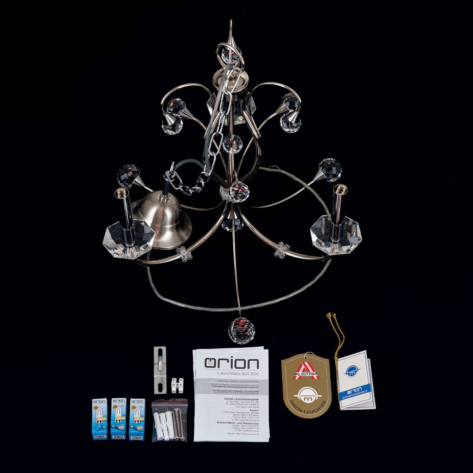 Luster EREMITAGE, 3 izvora svetla, saten hrom - 8