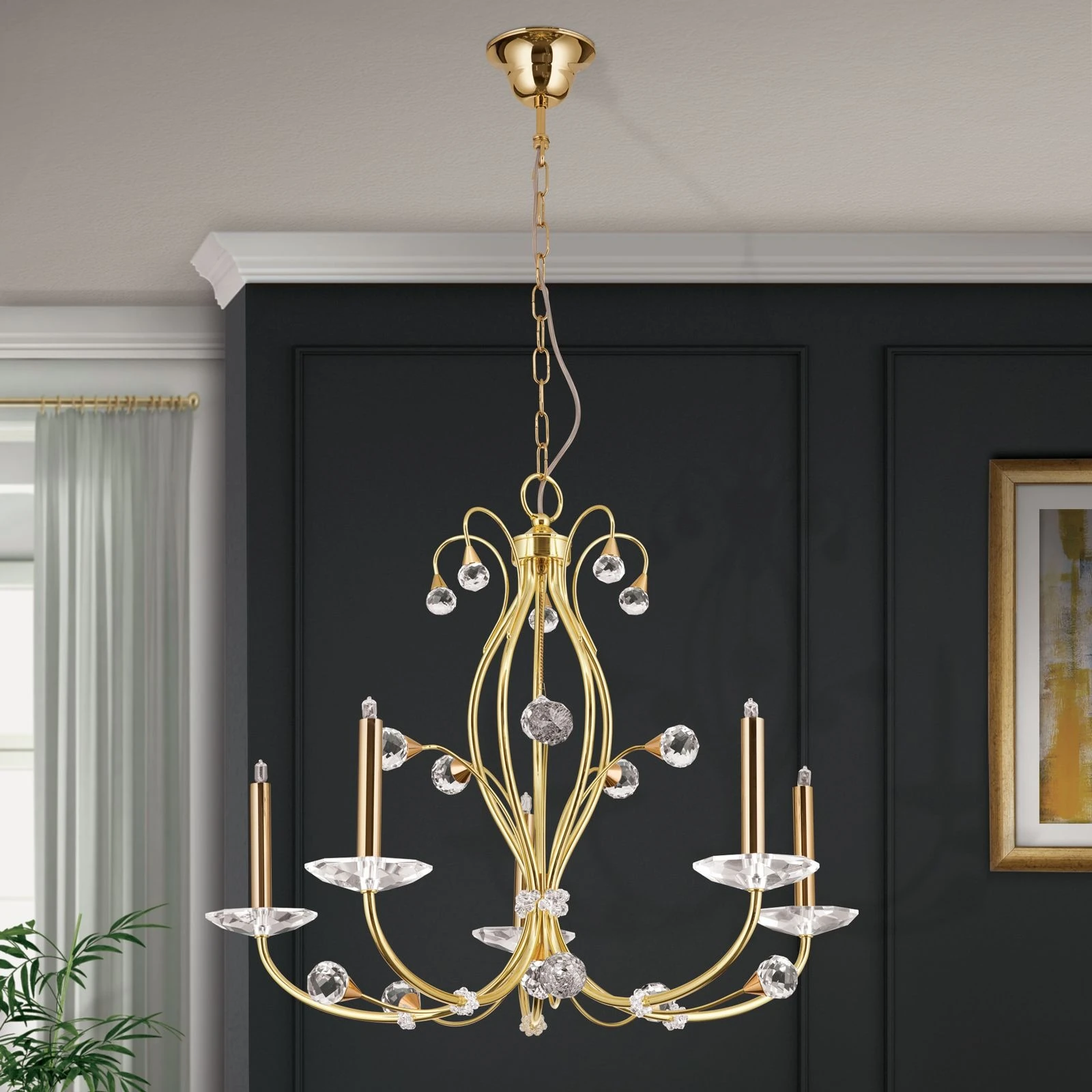 Luster EREMITAGE, 5 izvora svetla, 24-karatno pozlaćeno - 3