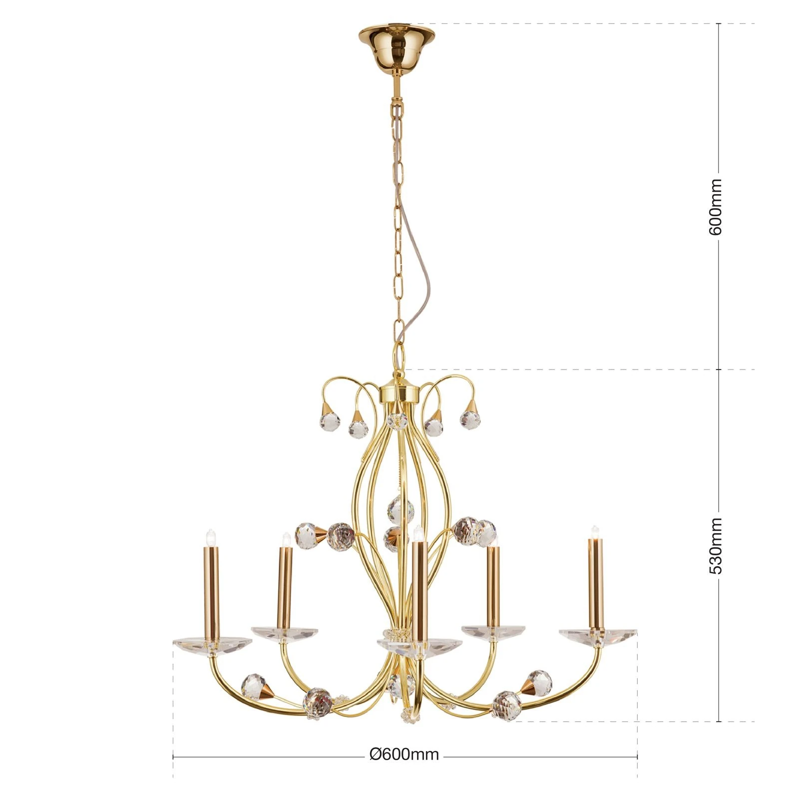 Luster EREMITAGE, 5 izvora svetla, 24-karatno pozlaćeno - 7
