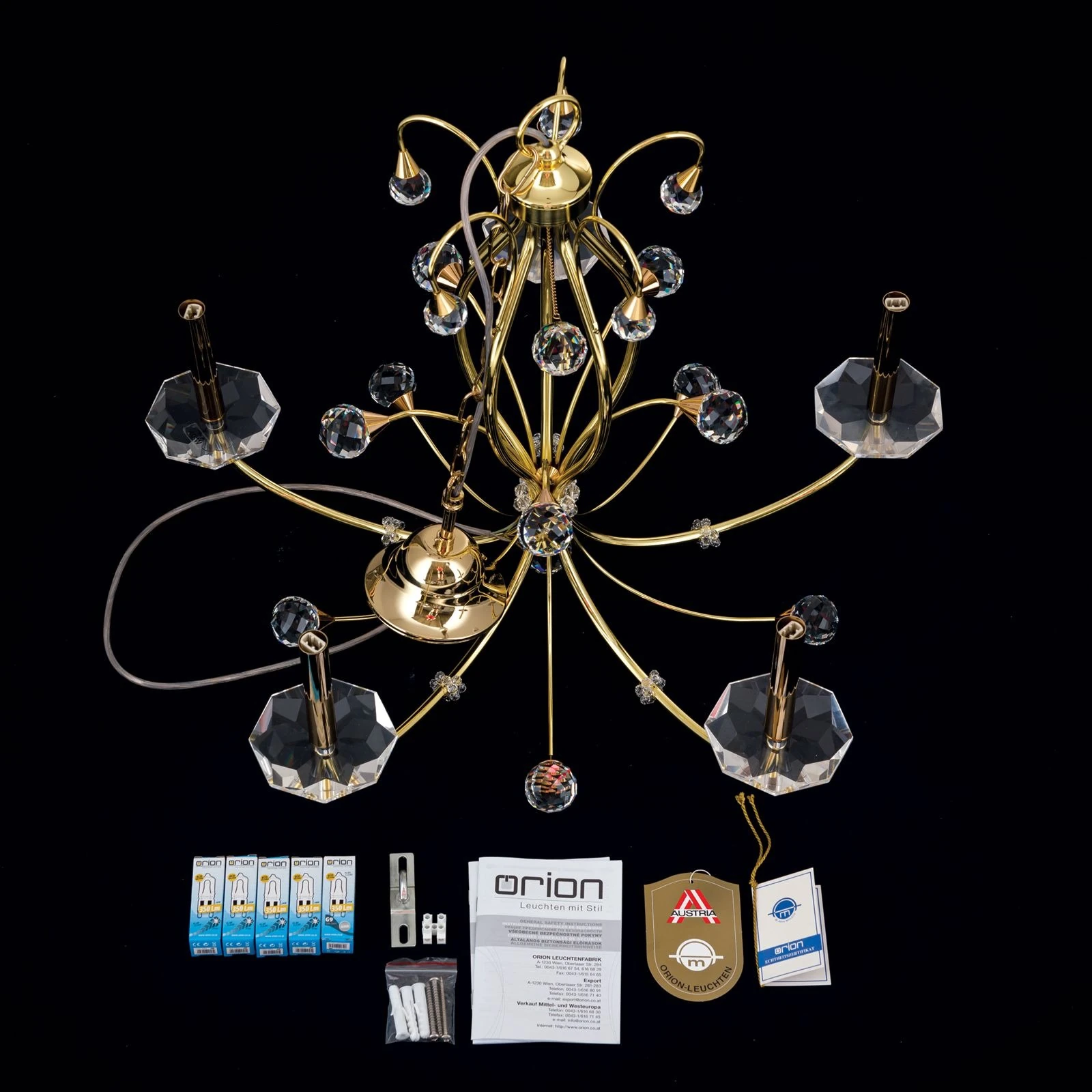 Luster EREMITAGE, 5 izvora svetla, 24-karatno pozlaćeno - 8