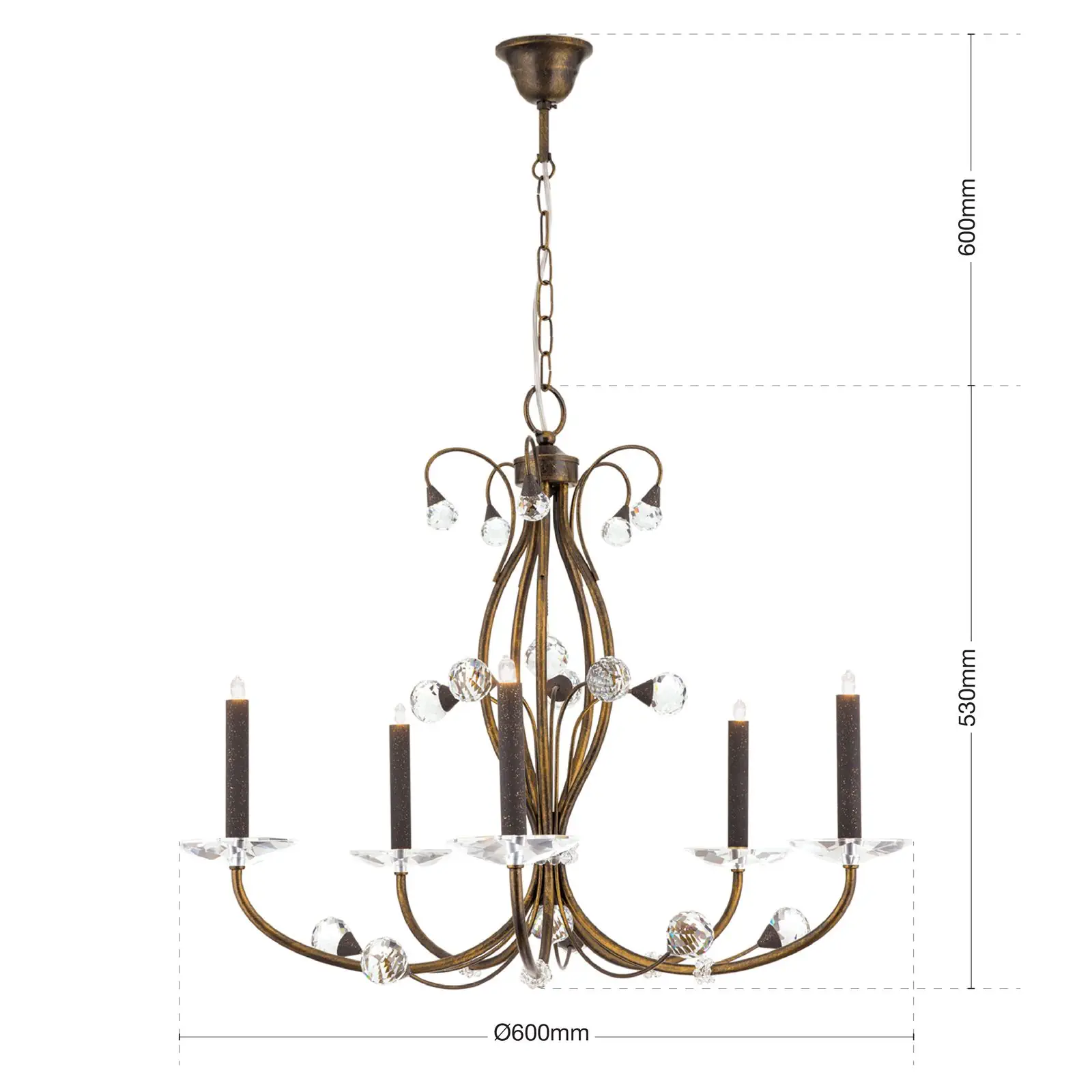 Luster EREMITAGE, 5 izvora svetla, antik - 7