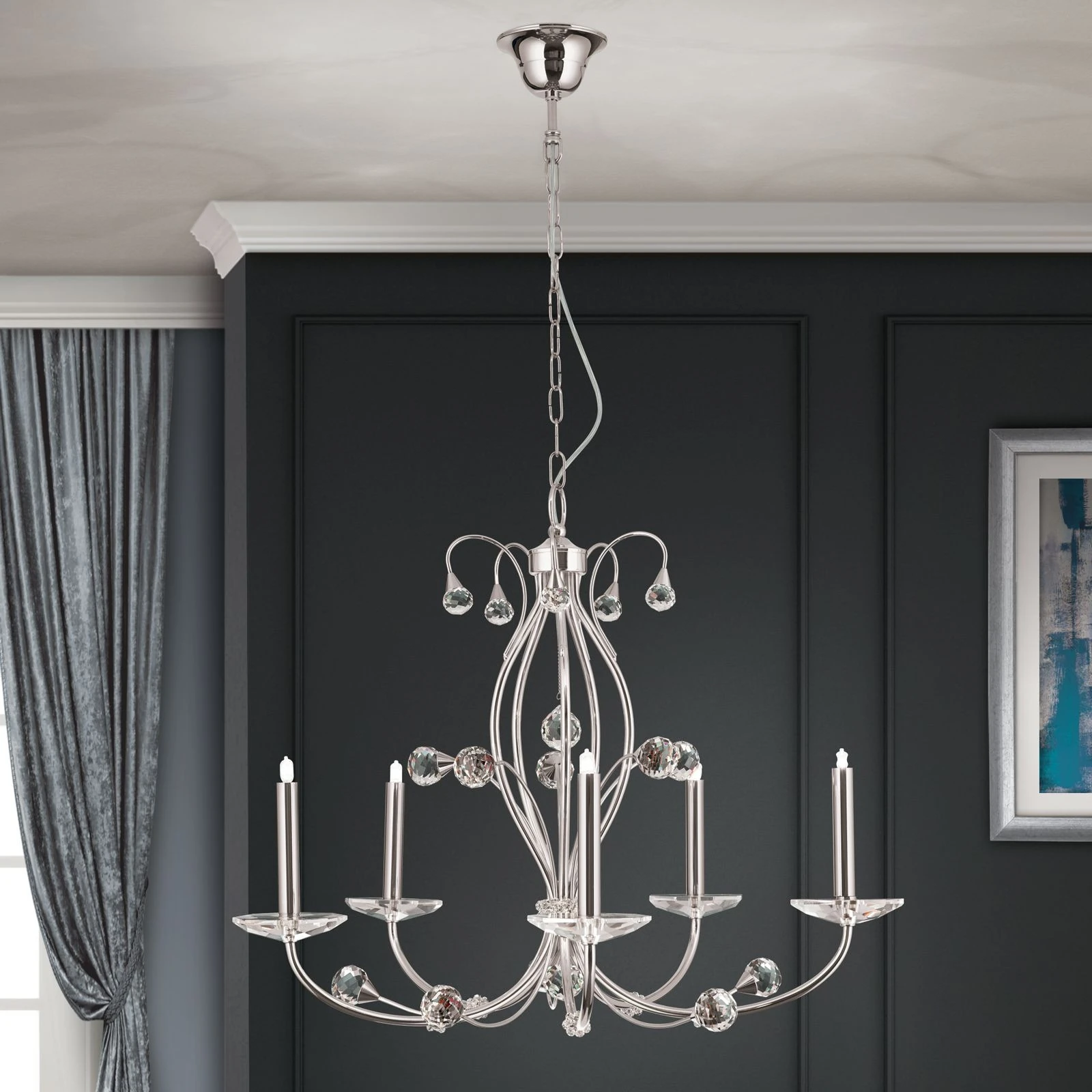 Luster EREMITAGE, 5 izvora svetla, saten hrom - 1