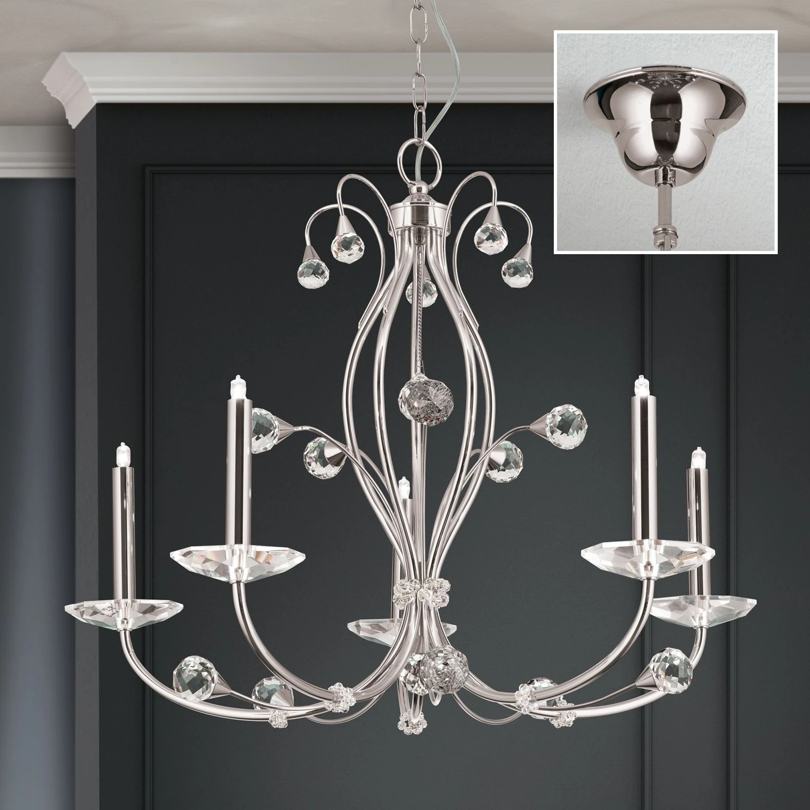 Luster EREMITAGE, 5 izvora svetla, saten hrom - 2