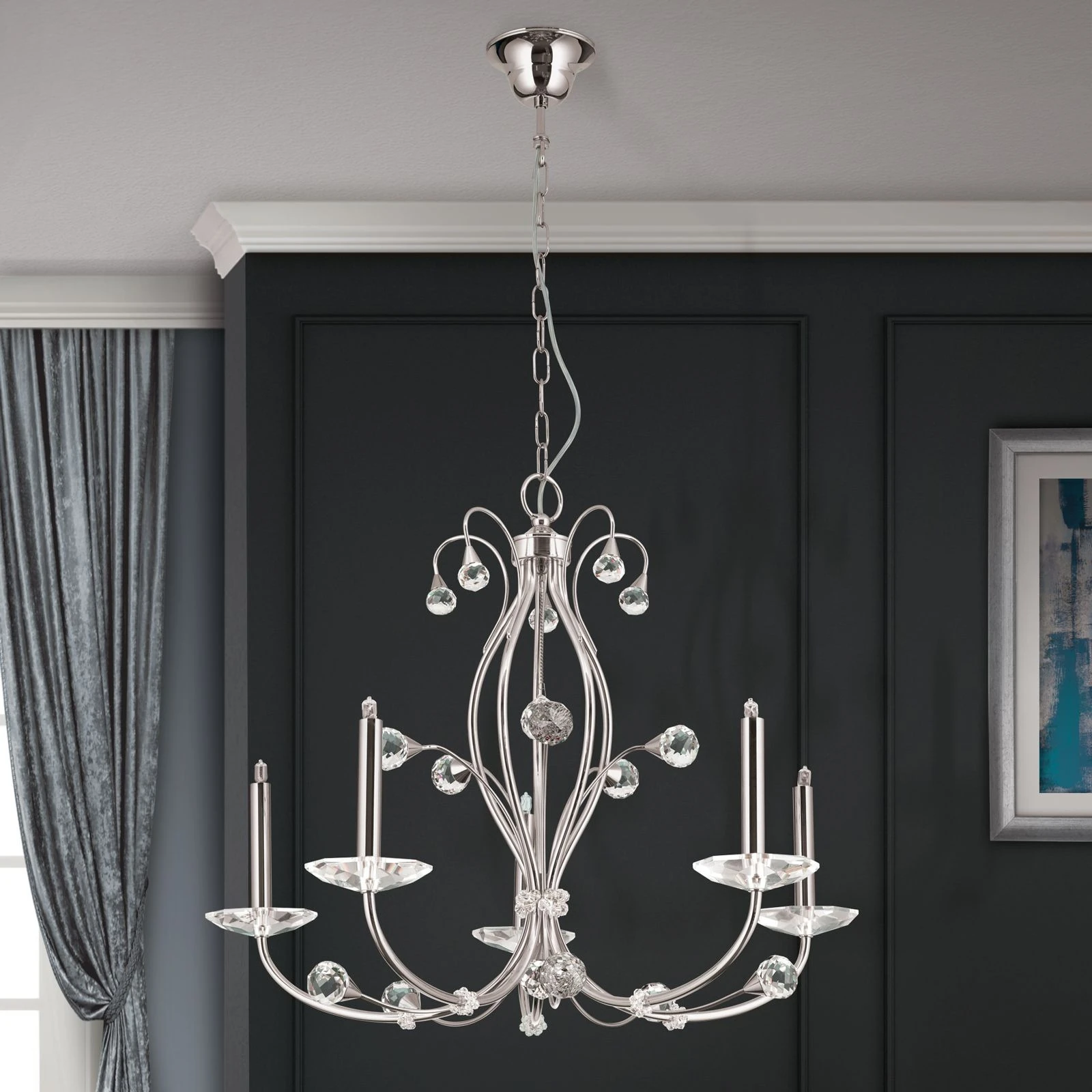 Luster EREMITAGE, 5 izvora svetla, saten hrom - 3